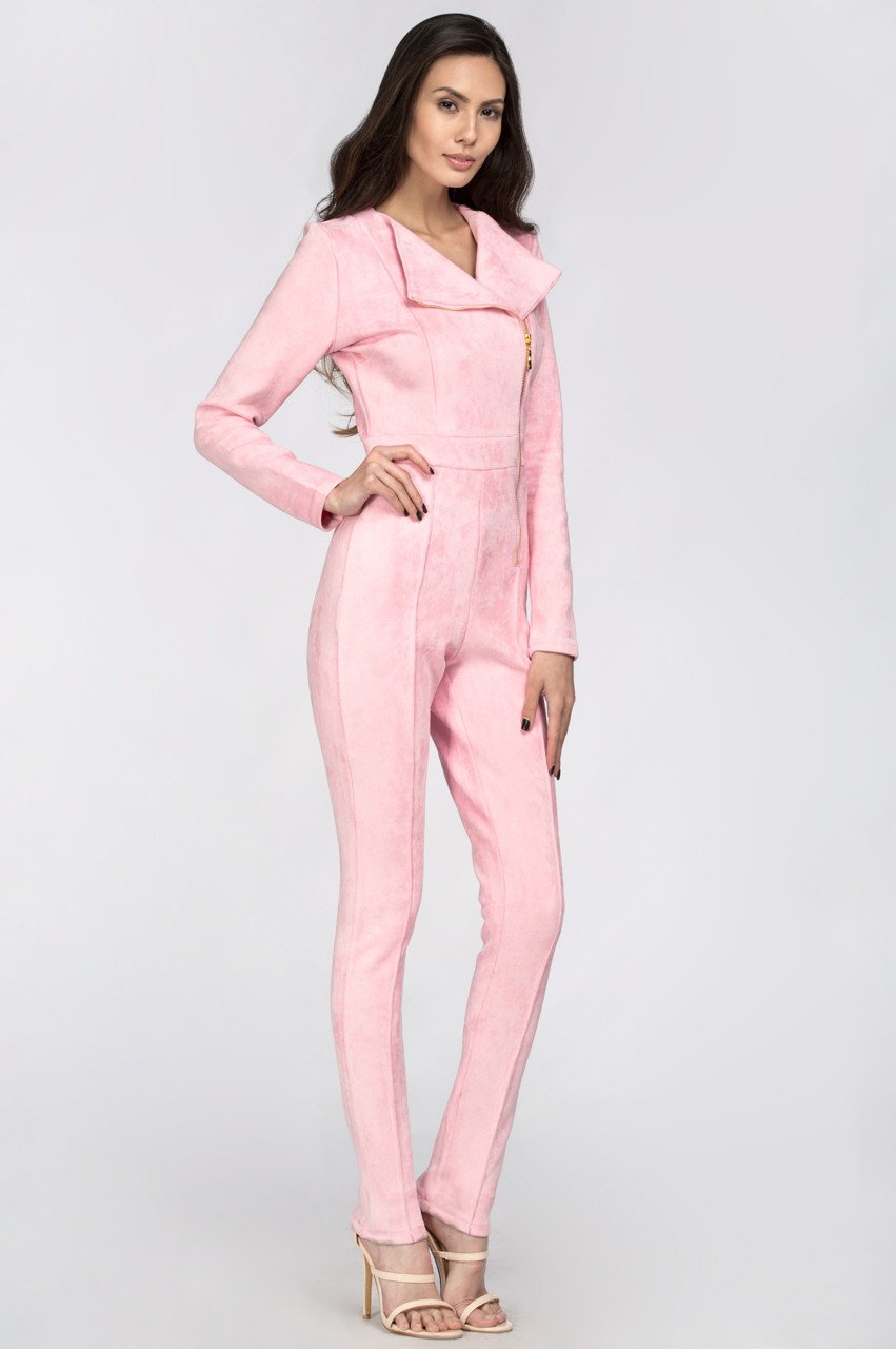 Pink Side Zip Jumpsuit - ownthelooks-Development