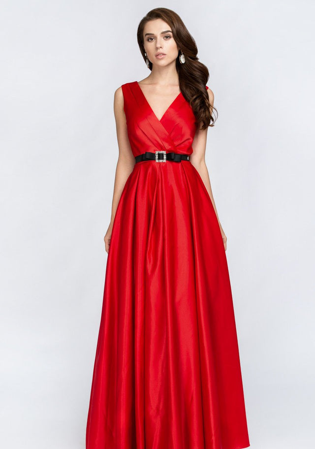 Red Silk Princess Evening Gown - ownthelooks-Development