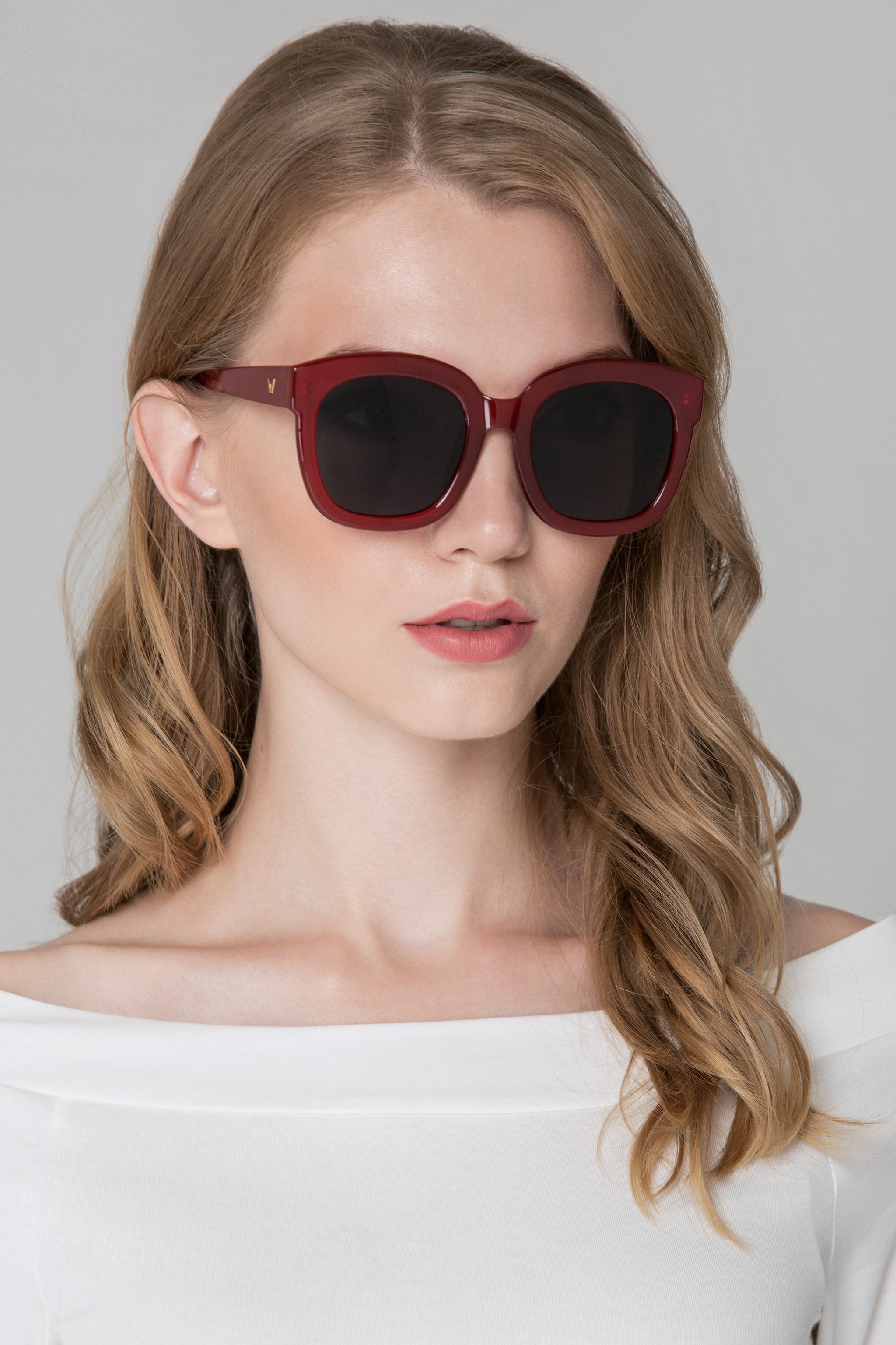 Burgundy Oversized Sunglasses - ownthelooks-Development