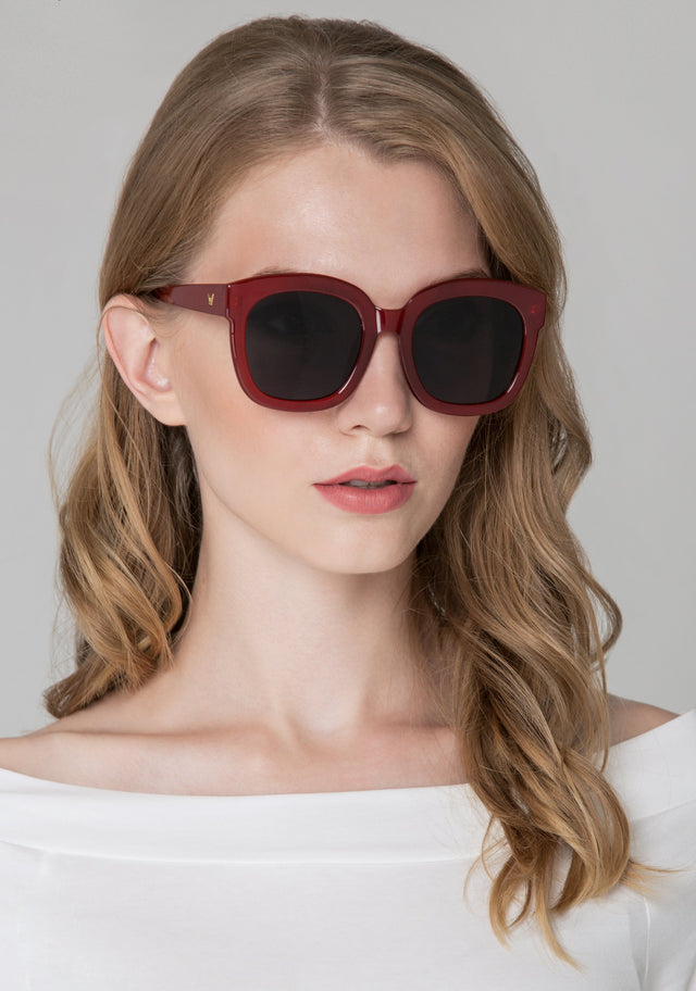 Burgundy Oversized Sunglasses - ownthelooks-Development