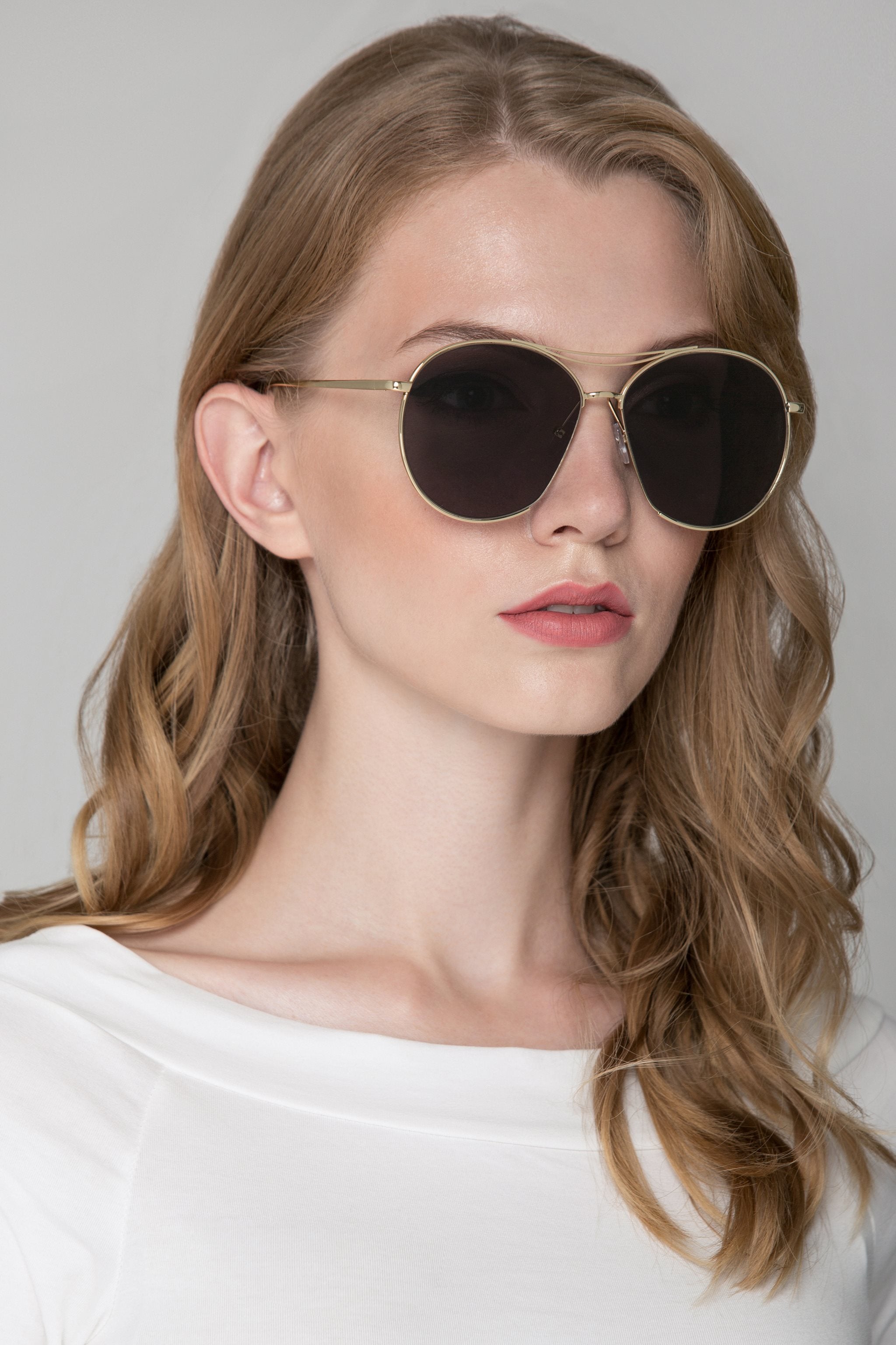 Gold Round Aviator Sunglasses - ownthelooks-Development