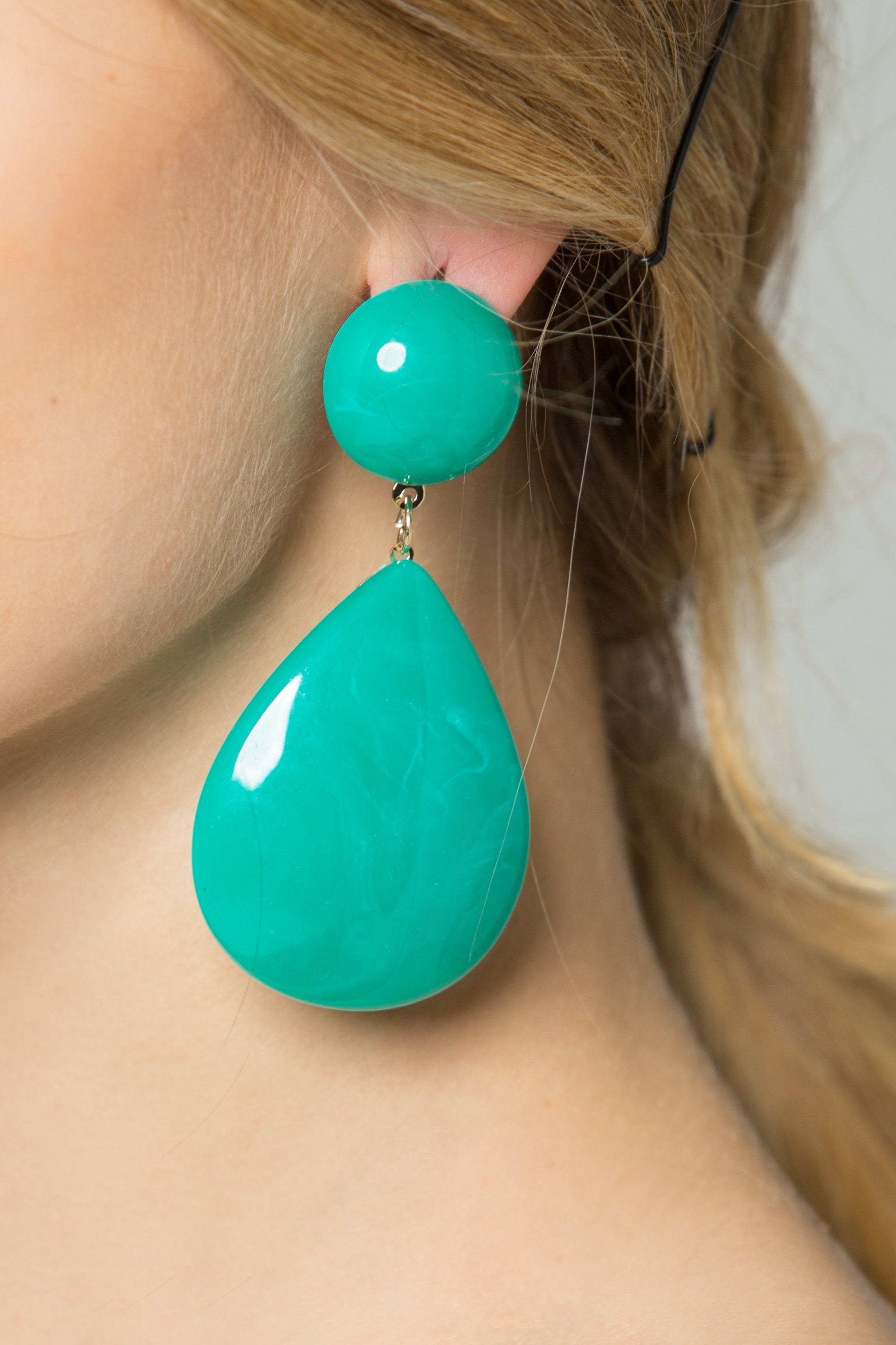 Green Teardrop Drop Earrings - ownthelooks-Development