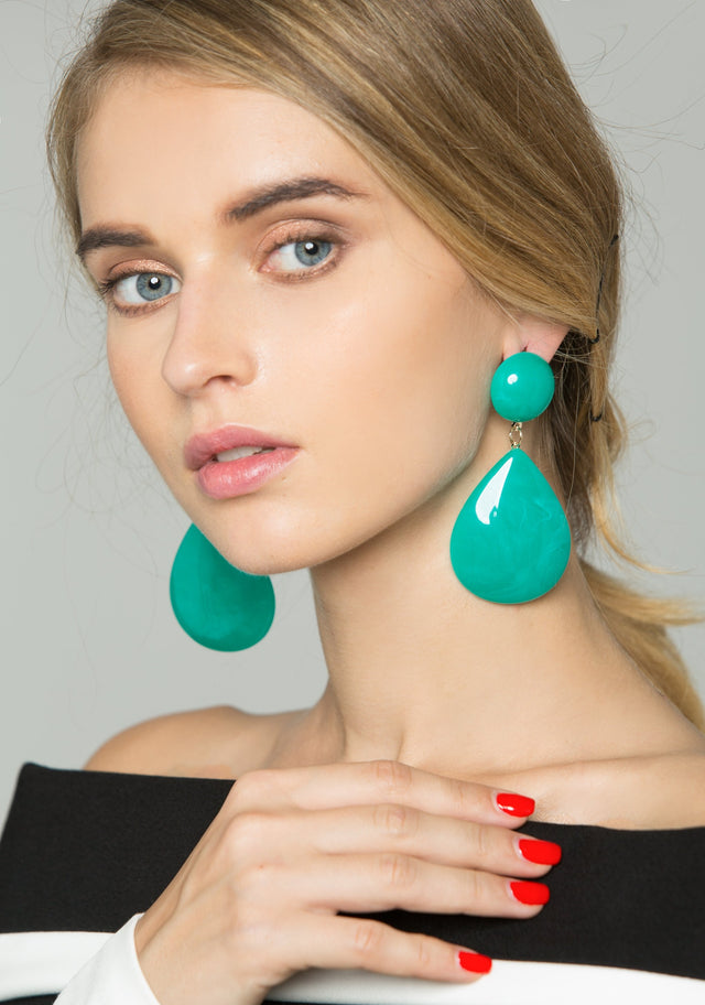 Green Teardrop Drop Earrings - ownthelooks-Development