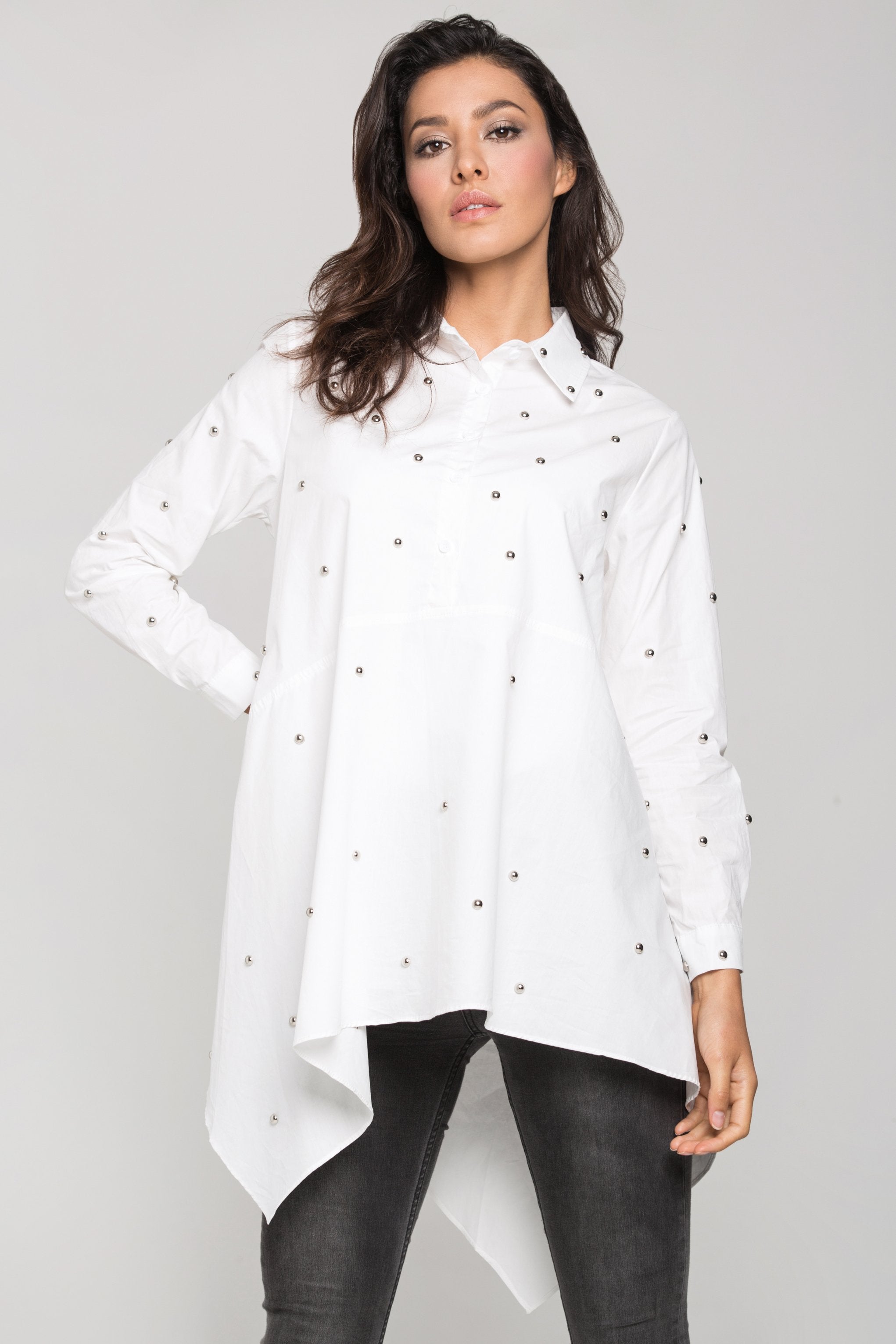 White Embellished Tent Top - ownthelooks-Development