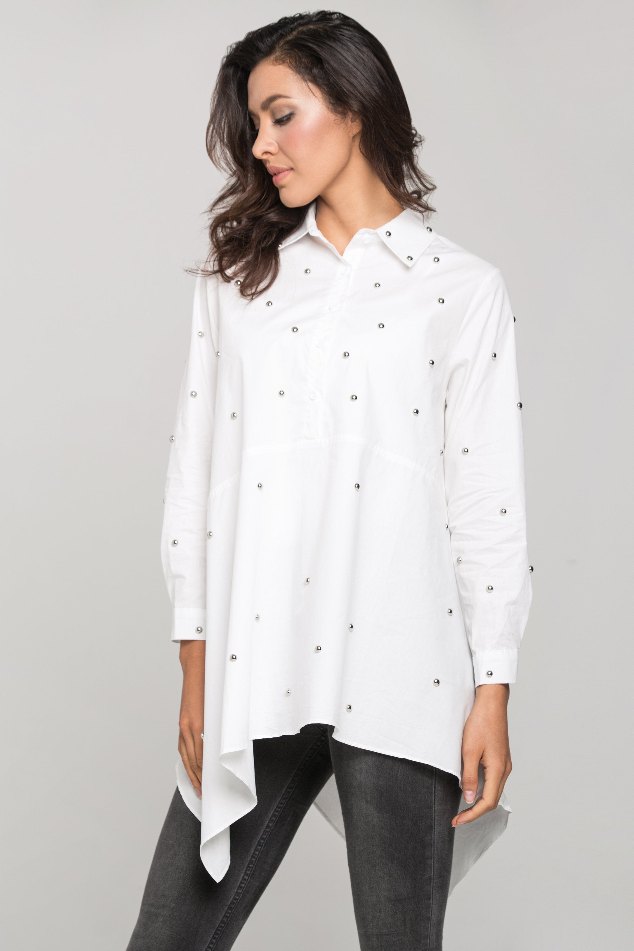 White Embellished Tent Top - ownthelooks-Development