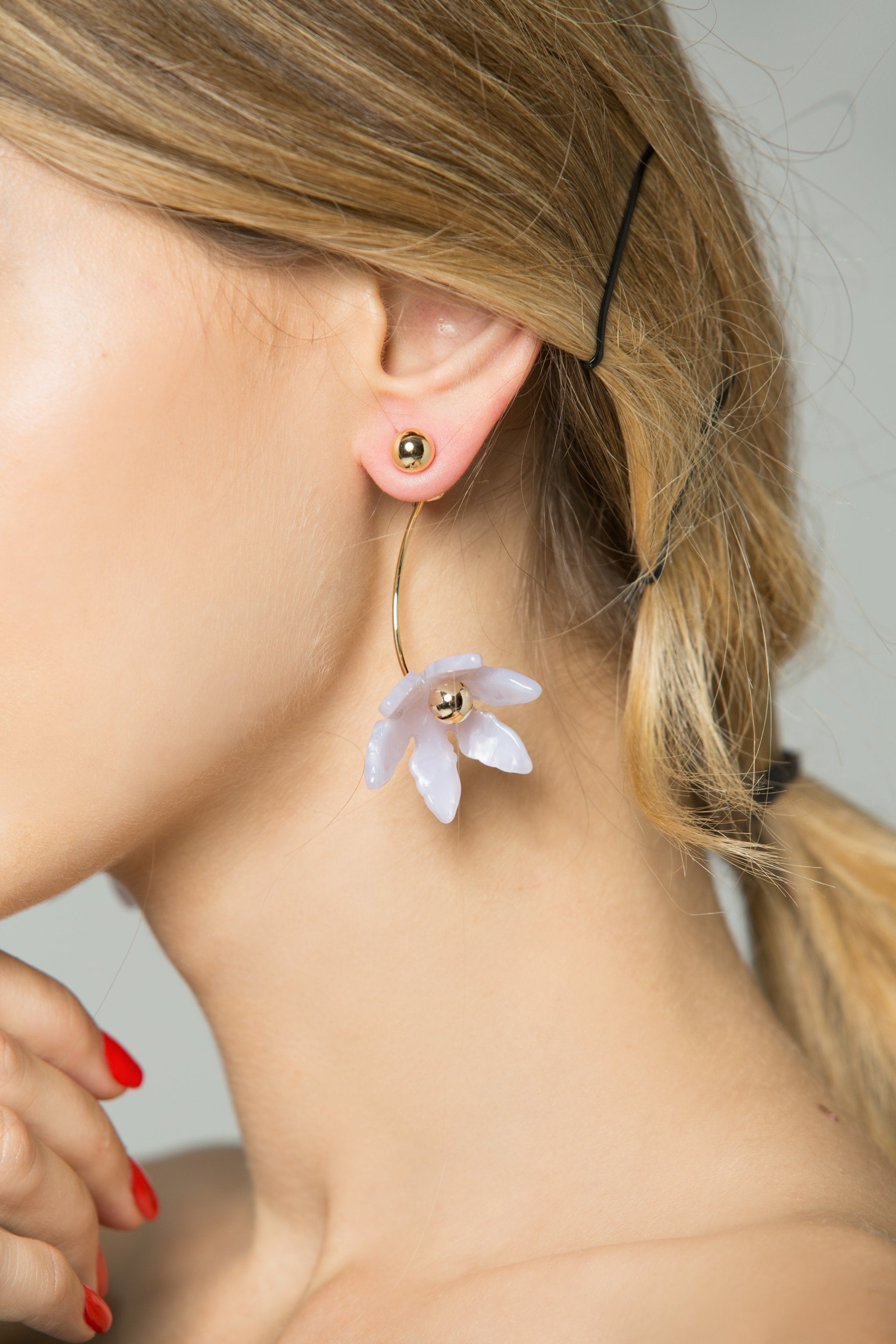 Acrylic Lavender Flower Earrings - ownthelooks-Development