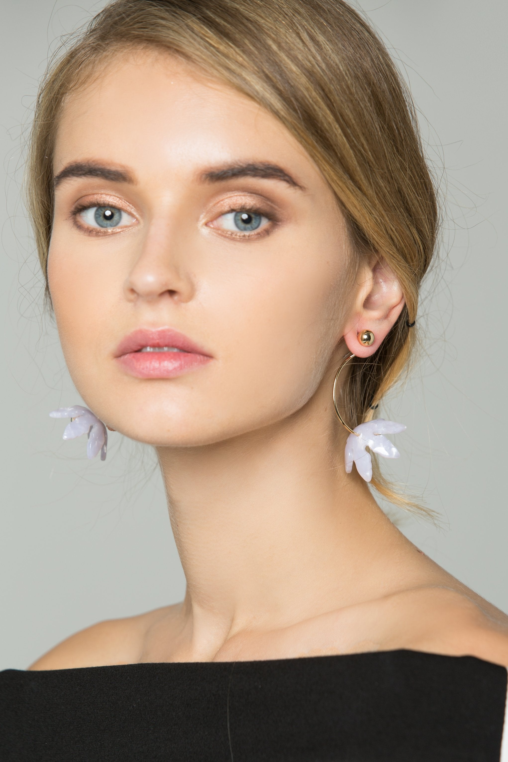 Acrylic Lavender Flower Earrings - ownthelooks-Development