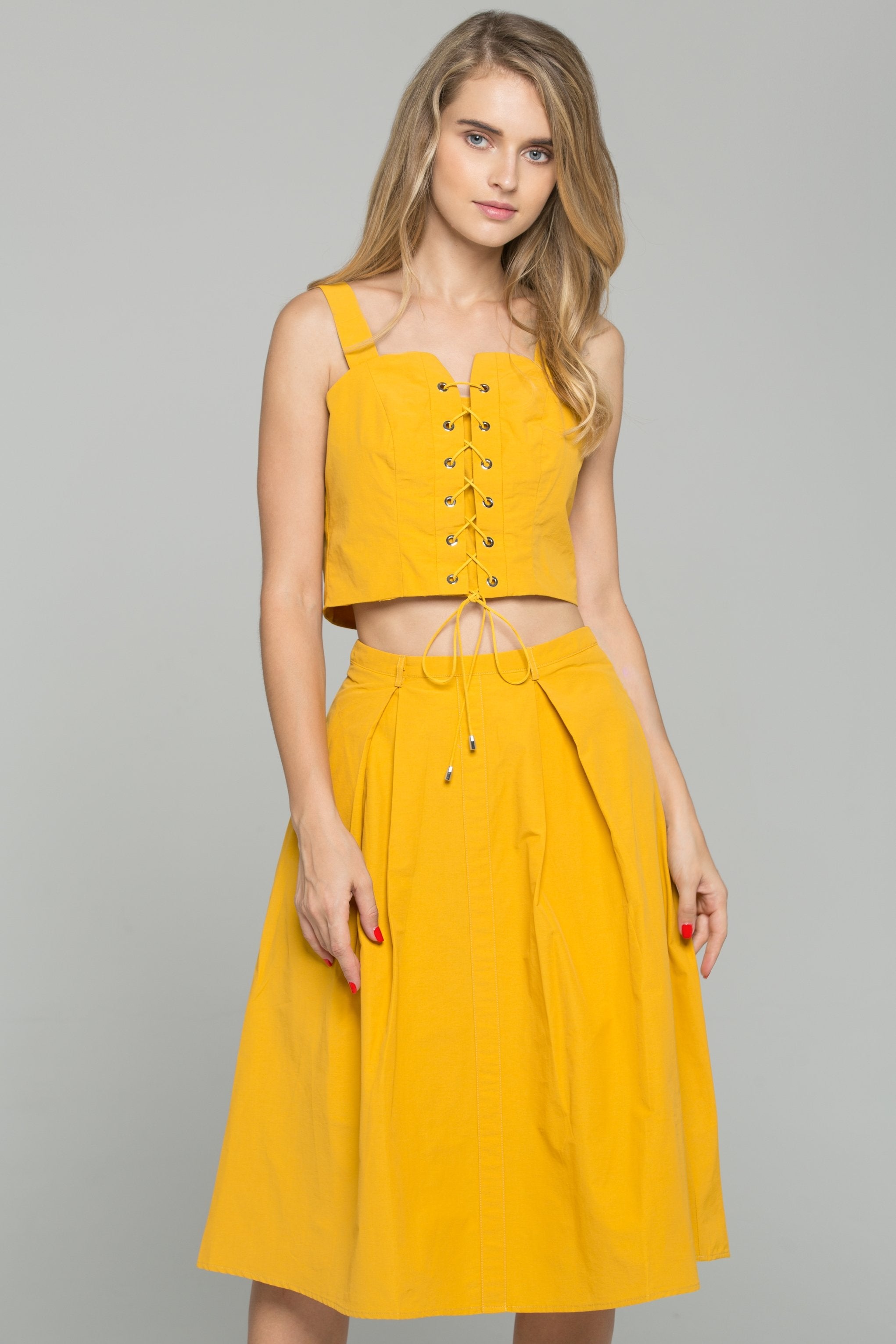 Amber Sweetheart Neckline Corset Top and A-Line Midi Dress - ownthelooks-Development