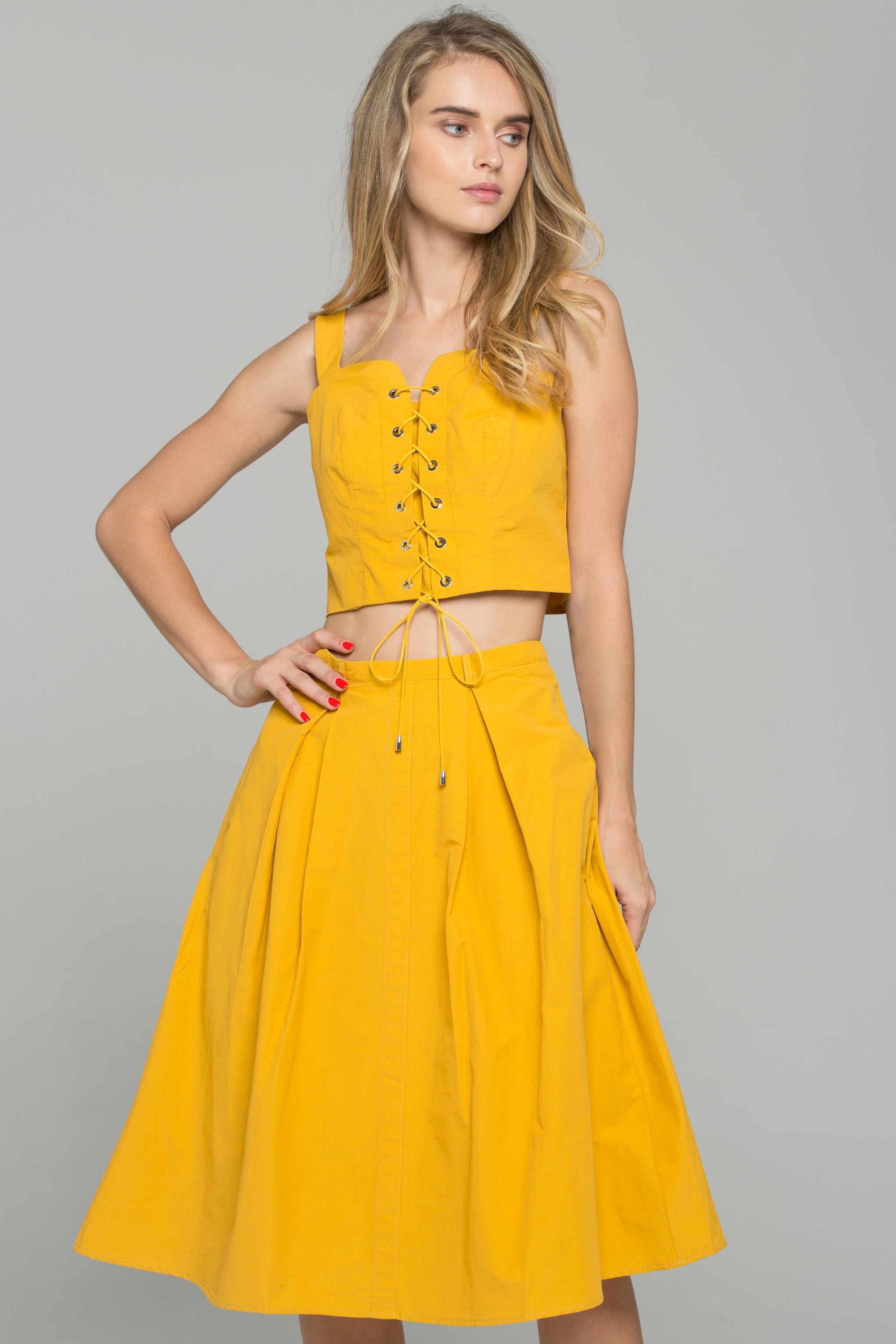 Amber Sweetheart Neckline Corset Top and A-Line Midi Dress - ownthelooks-Development