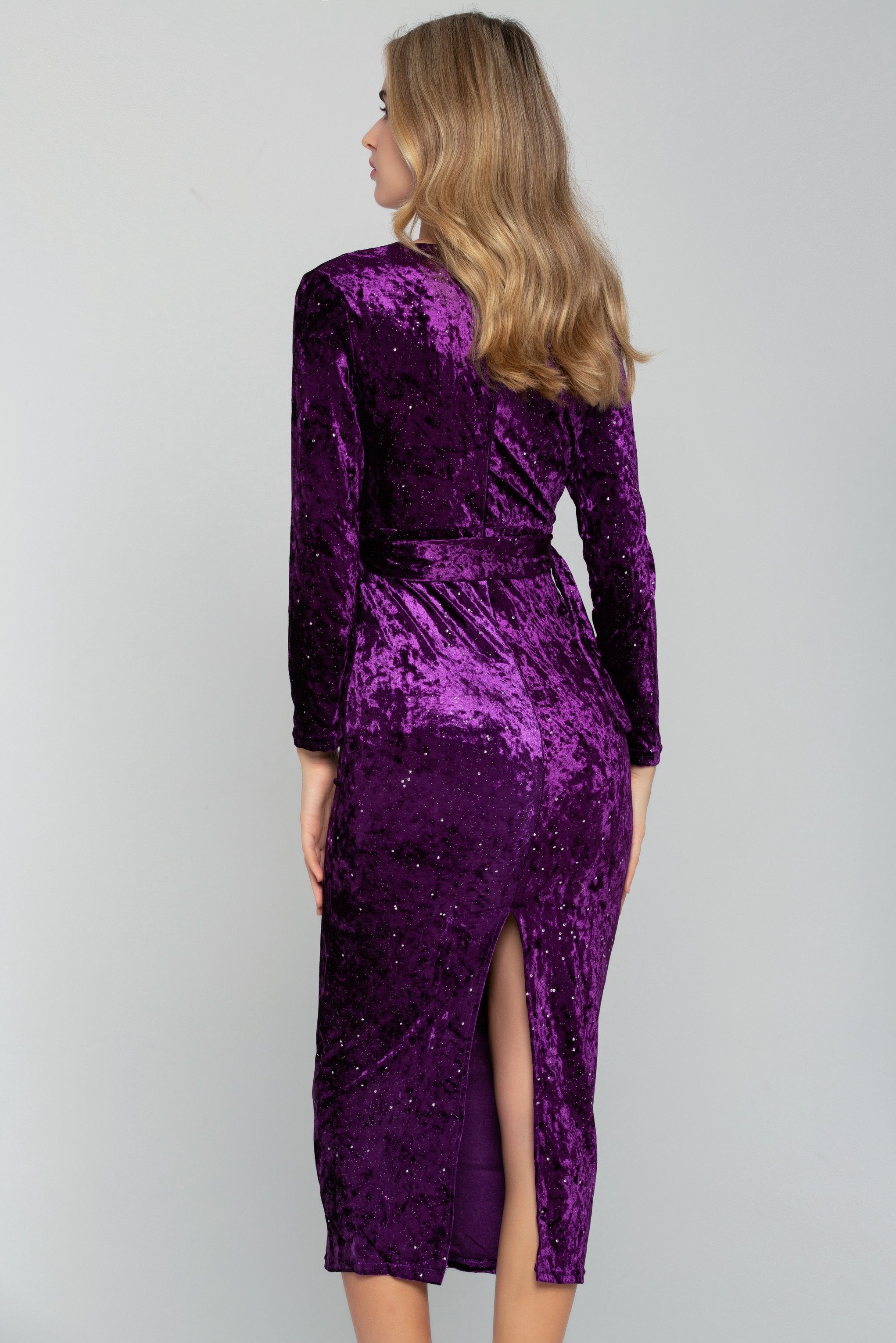 Amethyst Purple Midi Dress with Belt - ownthelooks-Development