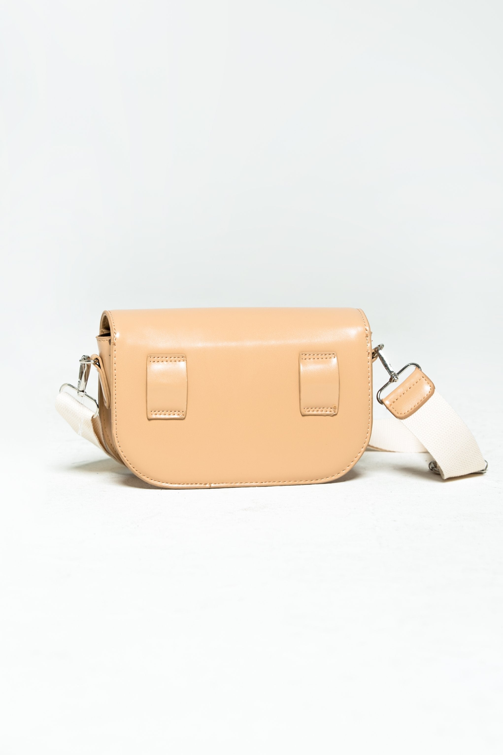 Beige Front Flap Cross Body Bag - ownthelooks-Development