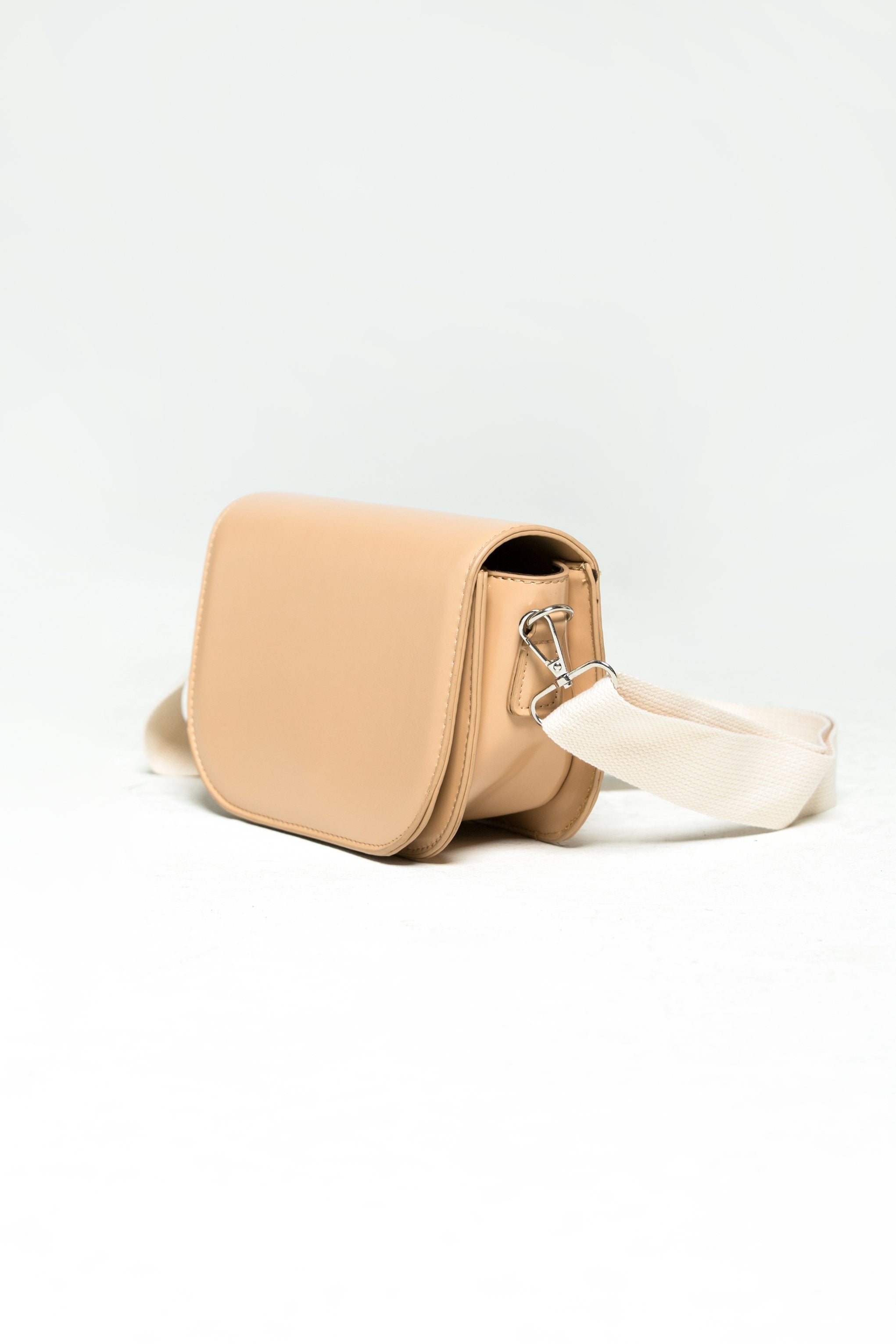 Beige Front Flap Cross Body Bag - ownthelooks-Development