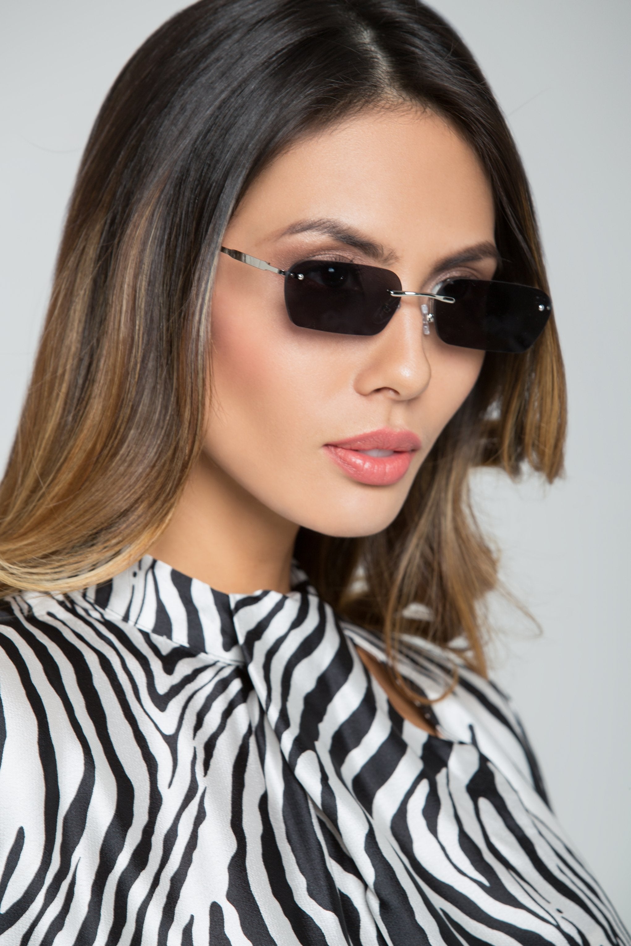 Black Angled Rectangle Sunglasses - ownthelooks-Development