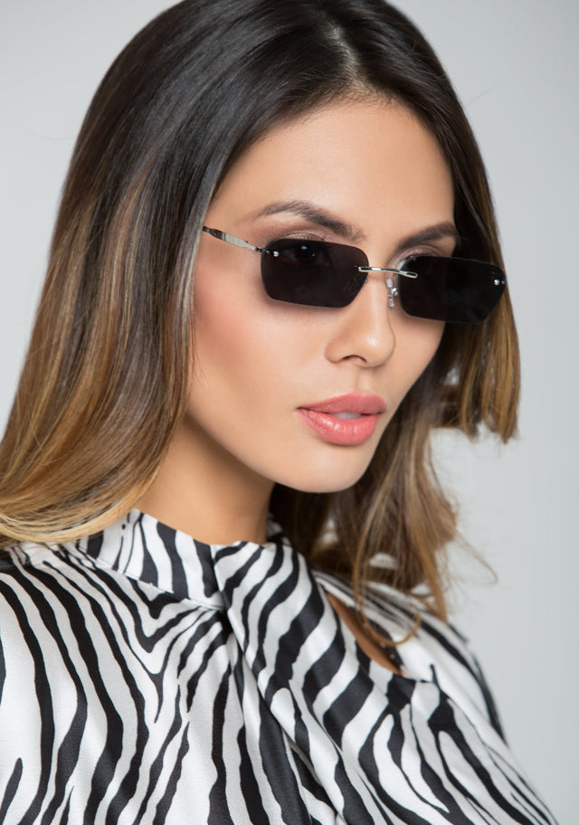 Black Angled Rectangle Sunglasses - ownthelooks-Development