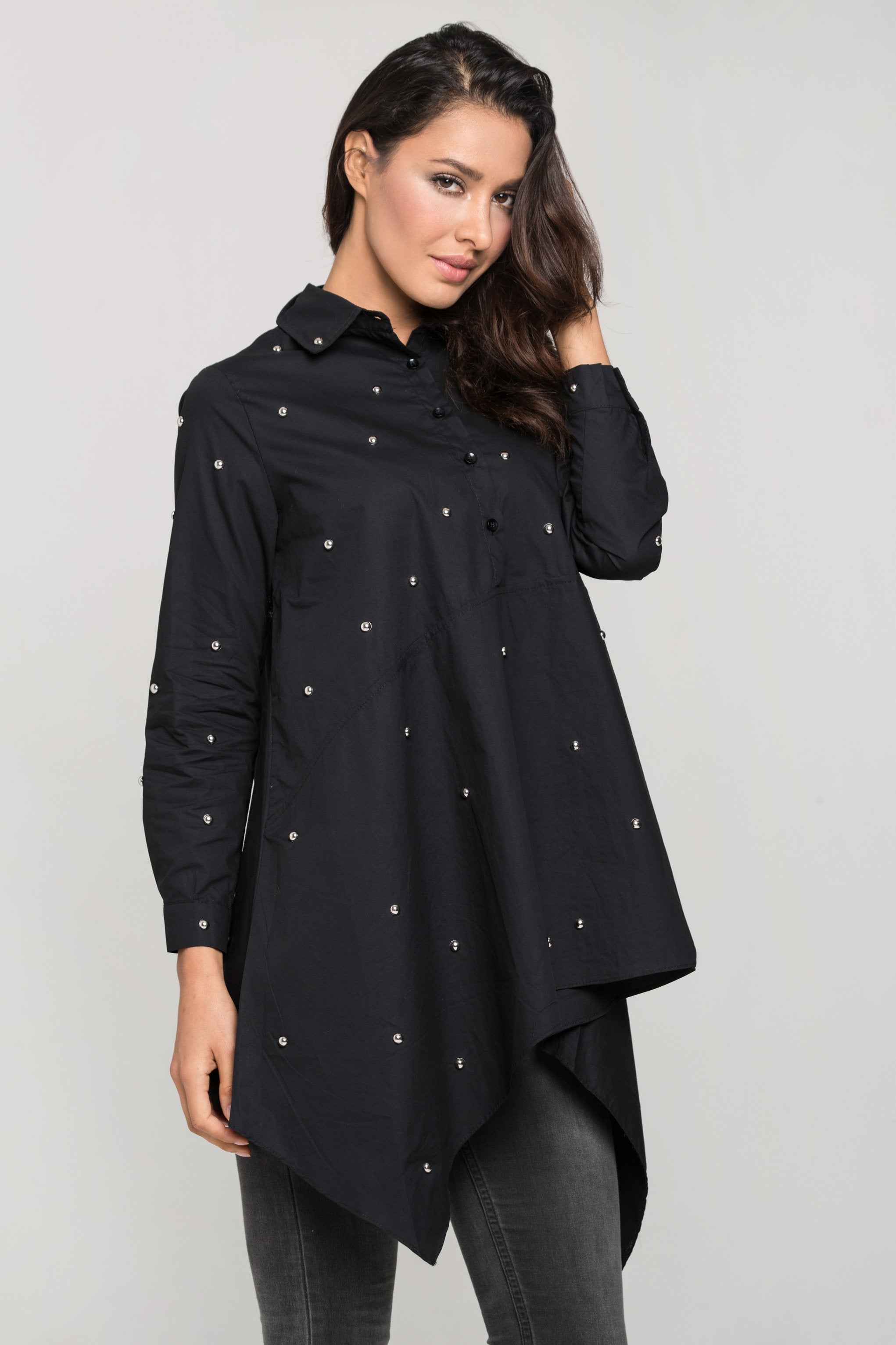 Black Embellished Tent Top - ownthelooks-Development