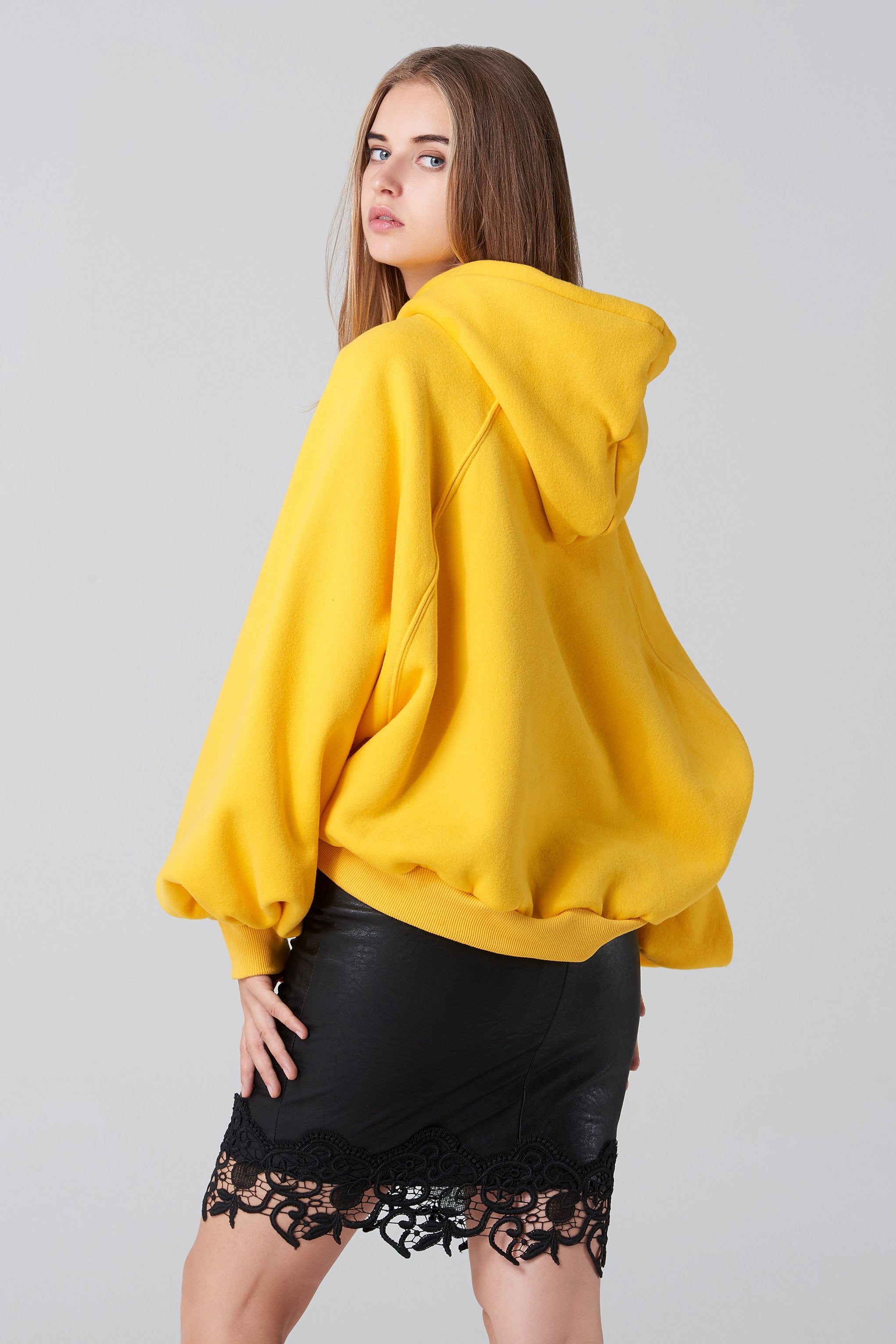 Black Faux Leather Lace Detail Trim Midi Skirt - ownthelooks-Development