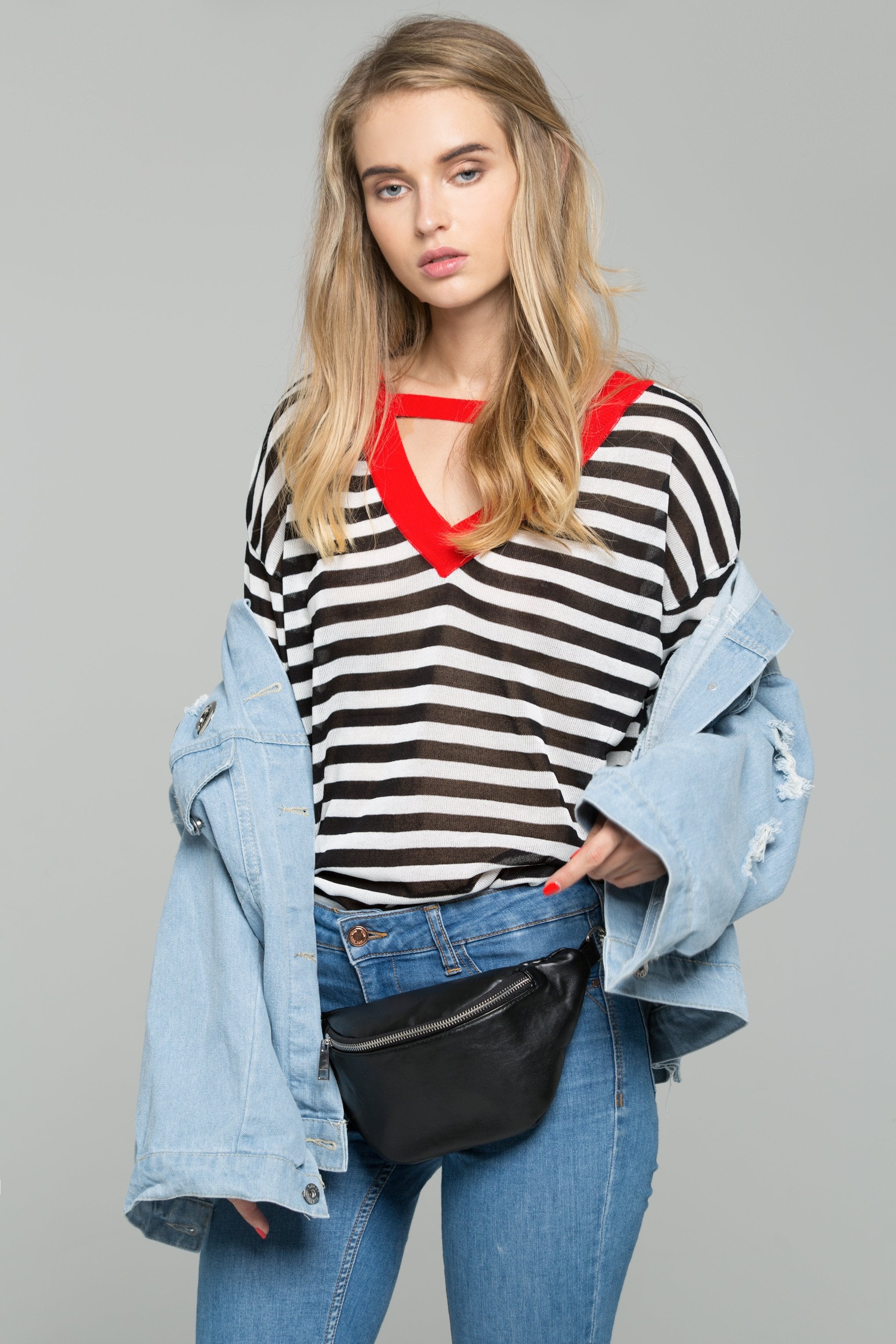 Black Faux Leather and Chain Detail Belt Bag - ownthelooks-Development