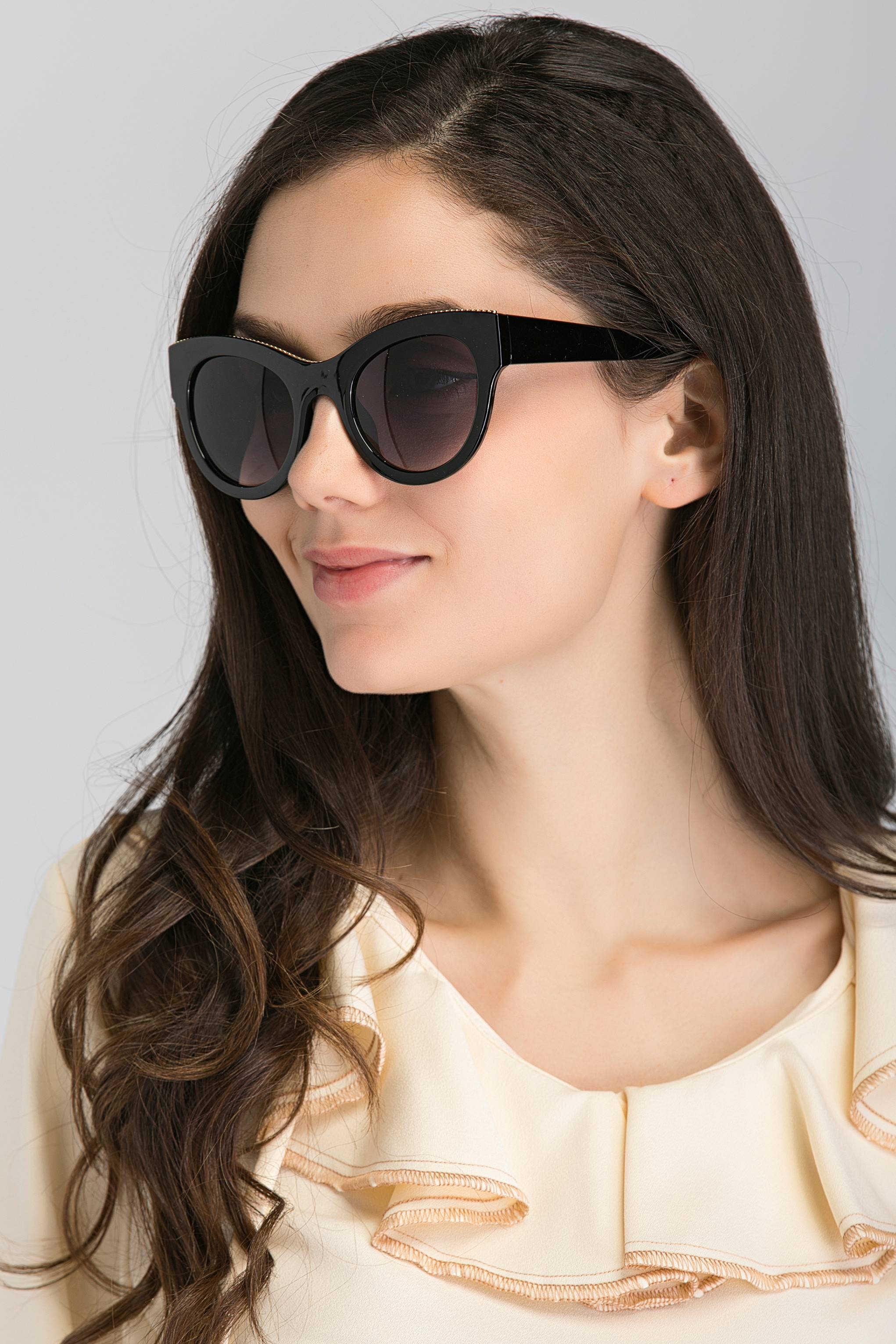 Black Glossy Frame Cat Eye Sunglasses - ownthelooks-Development