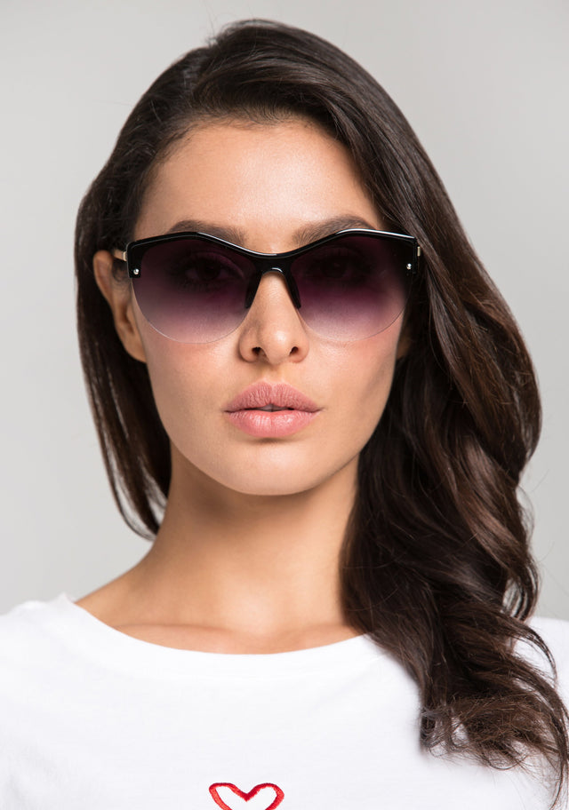 Black Gradient Top Rim Sunglasses - ownthelooks-Development