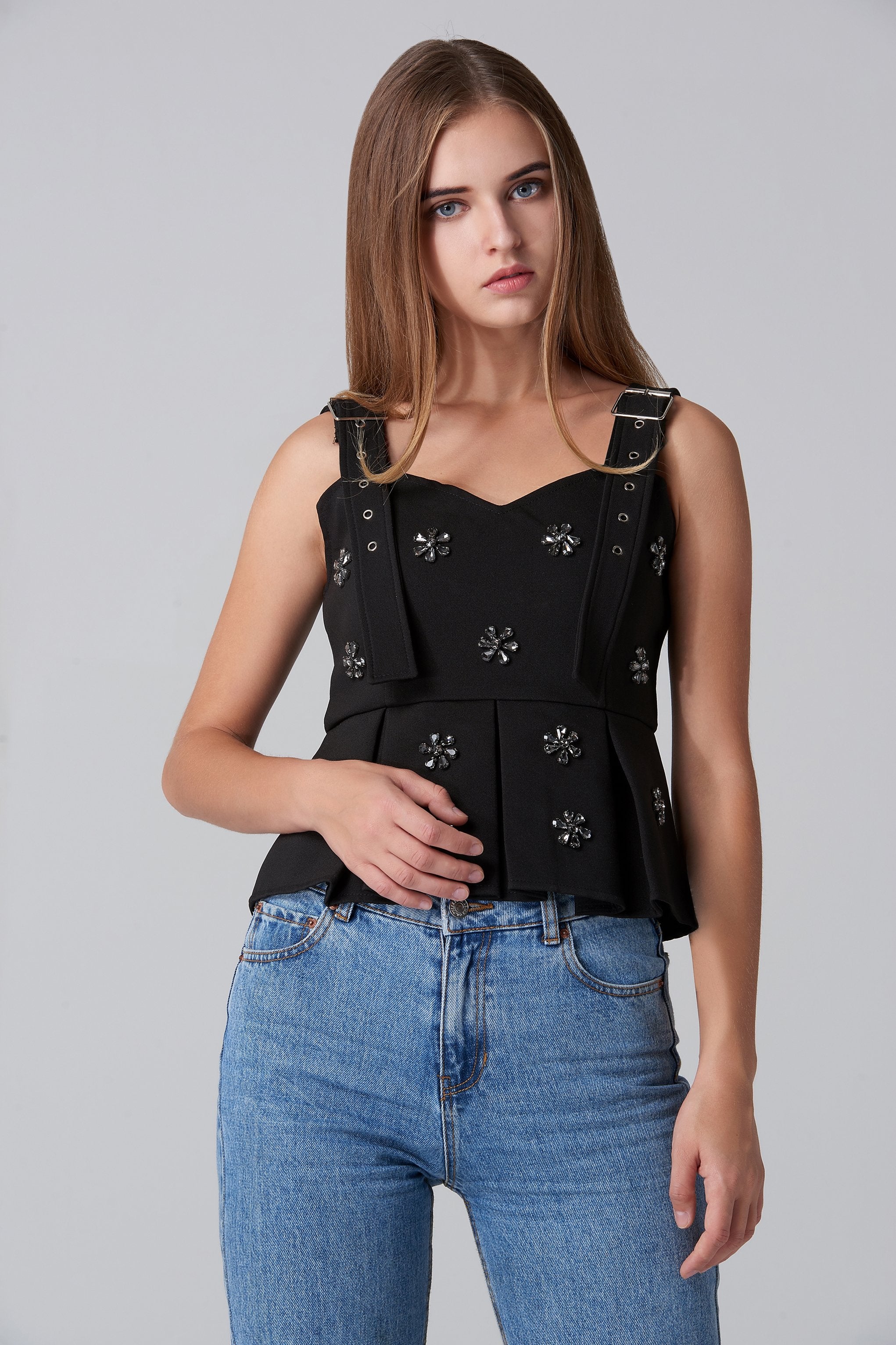 Black Jewel Gladiator Top - ownthelooks-Development