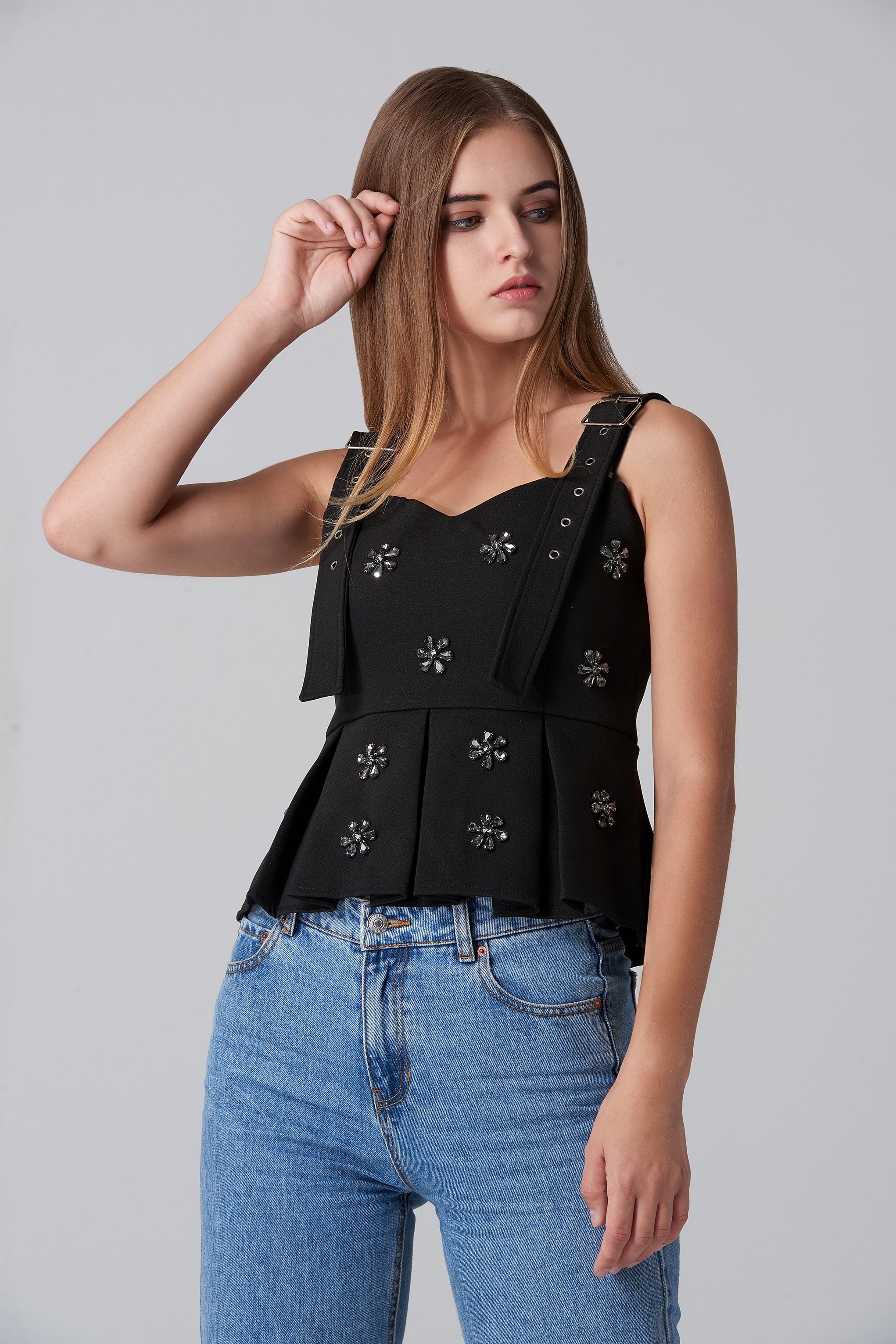 Black Jewel Gladiator Top - ownthelooks-Development