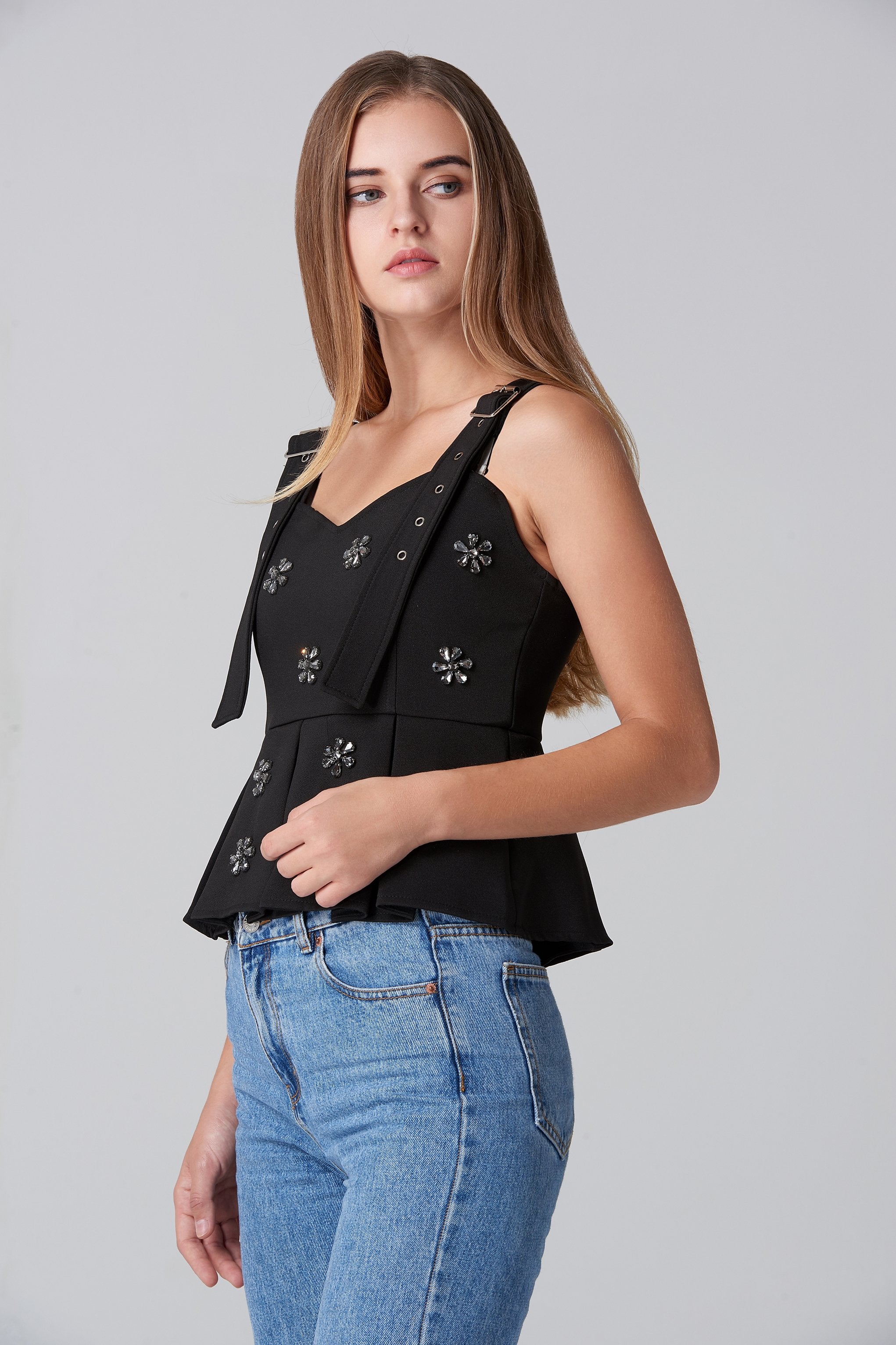 Black Jewel Gladiator Top - ownthelooks-Development