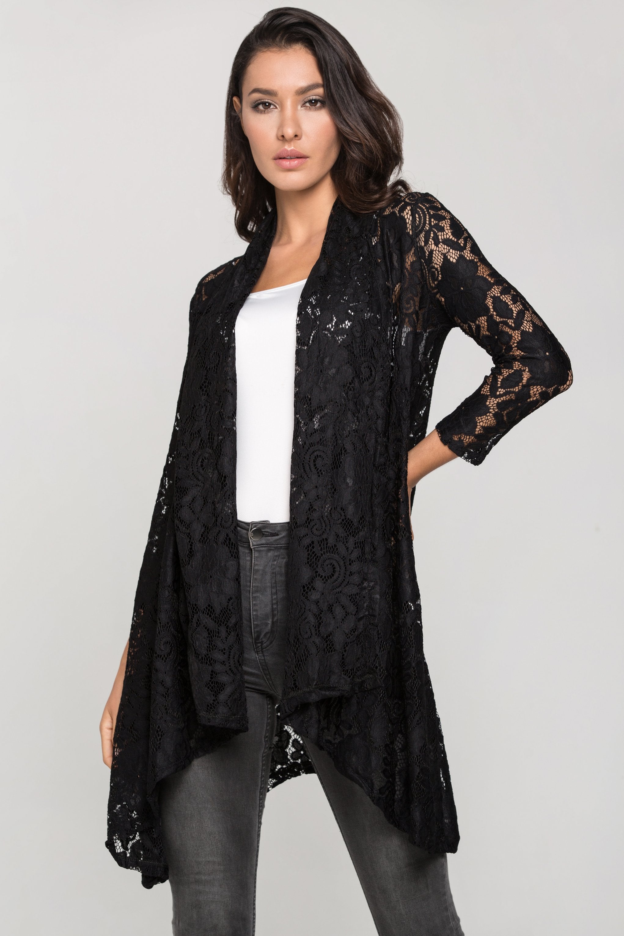 Black Lace Wrap Top - ownthelooks-Development