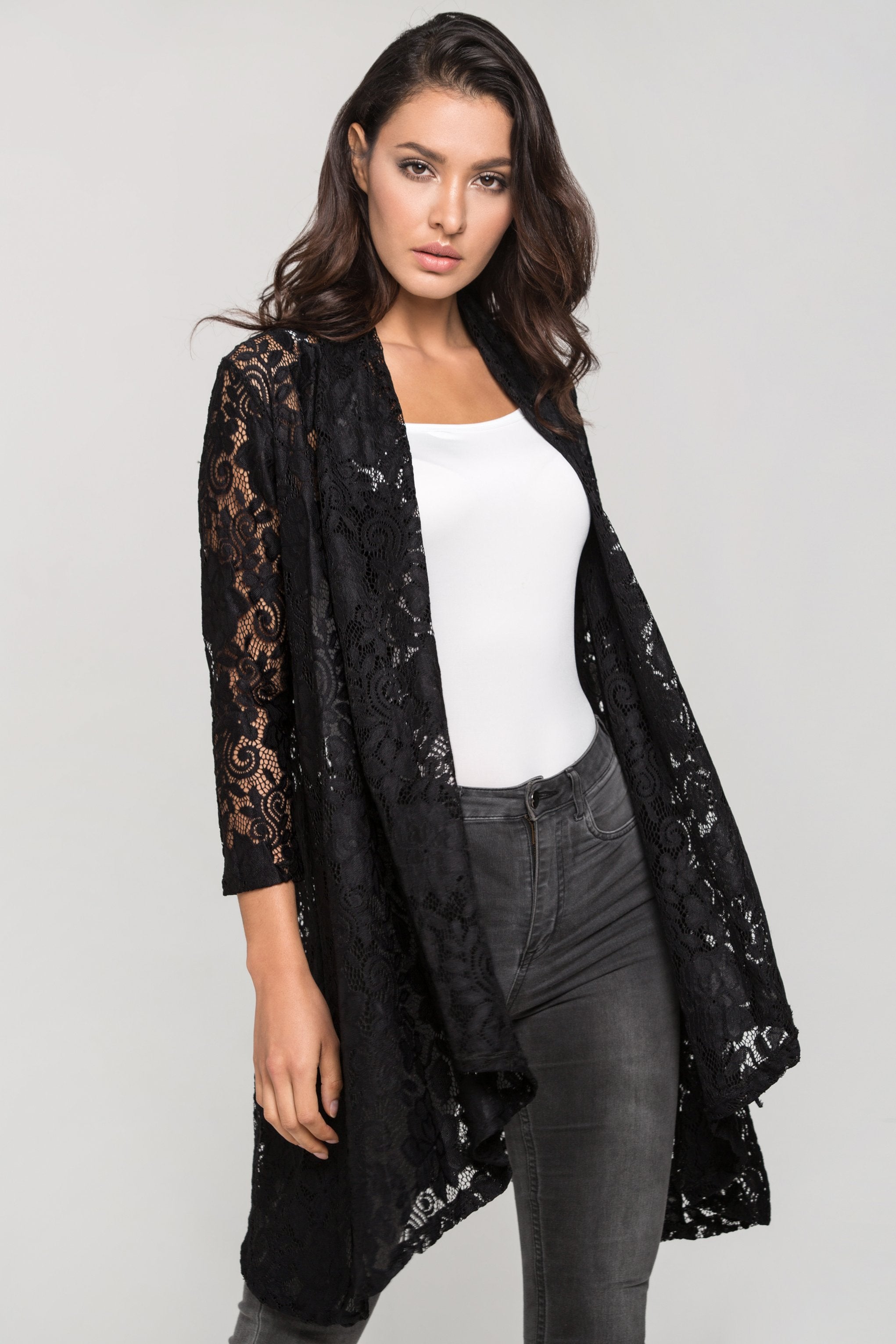 Black Lace Wrap Top - ownthelooks-Development