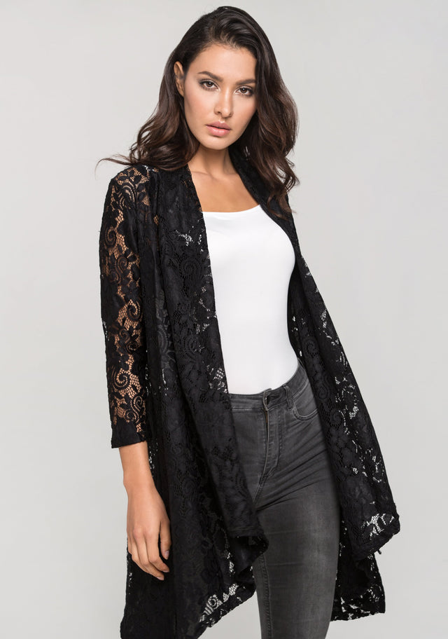 Black Lace Wrap Top - ownthelooks-Development