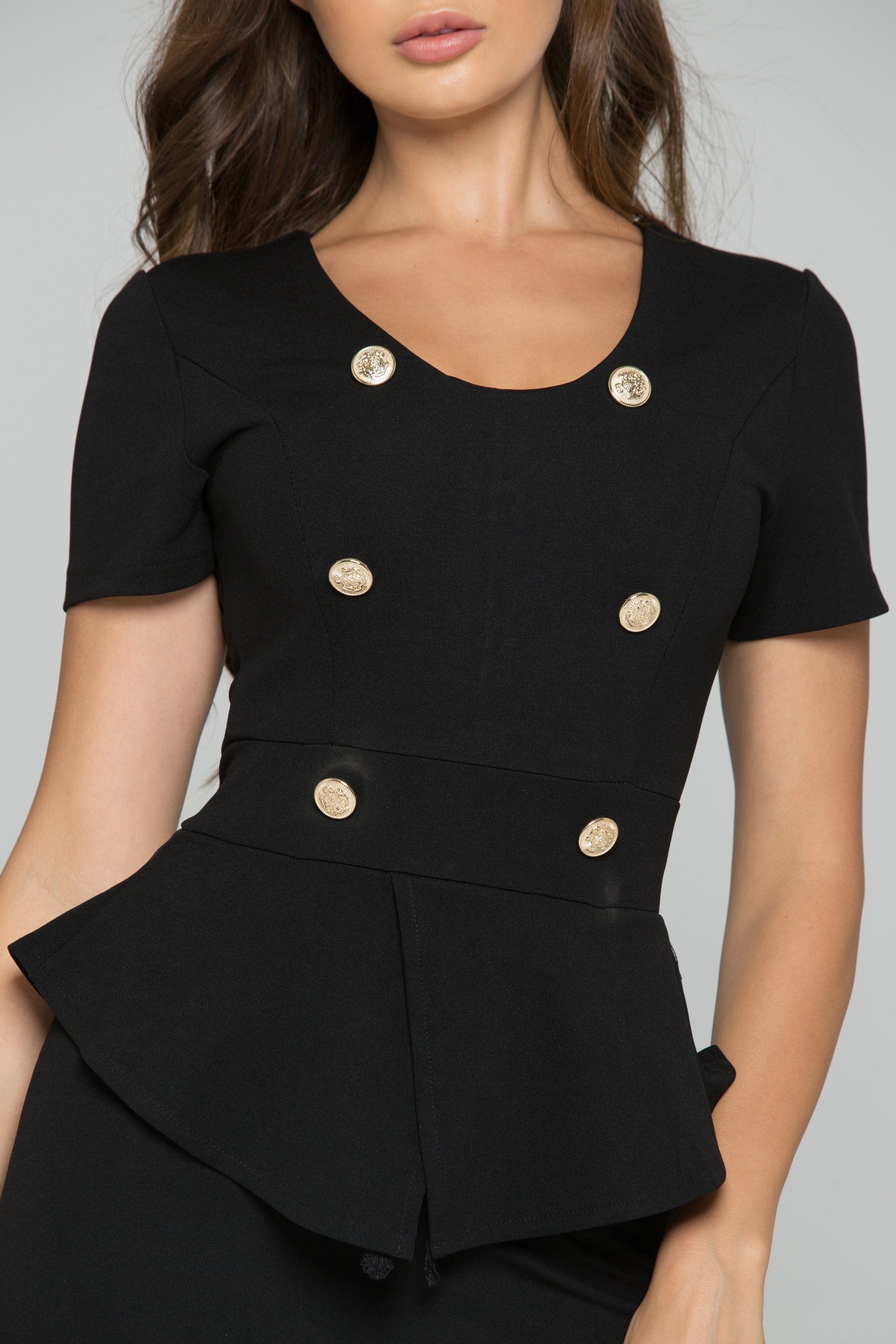 Black Sheath Peplum Short Sleeve Maxi Dress - ownthelooks-Development