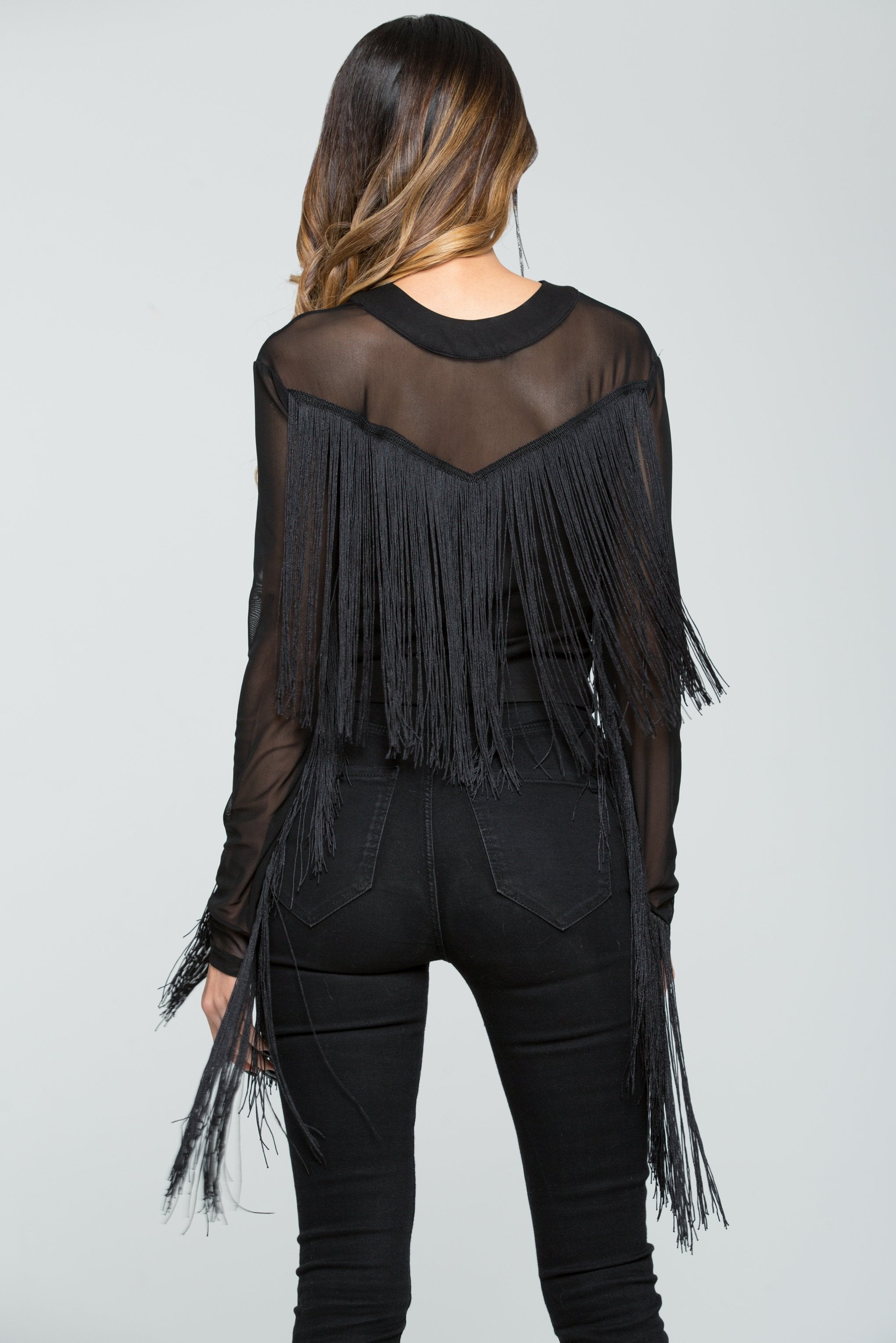 Black Sheer Threaded Top - ownthelooks-Development