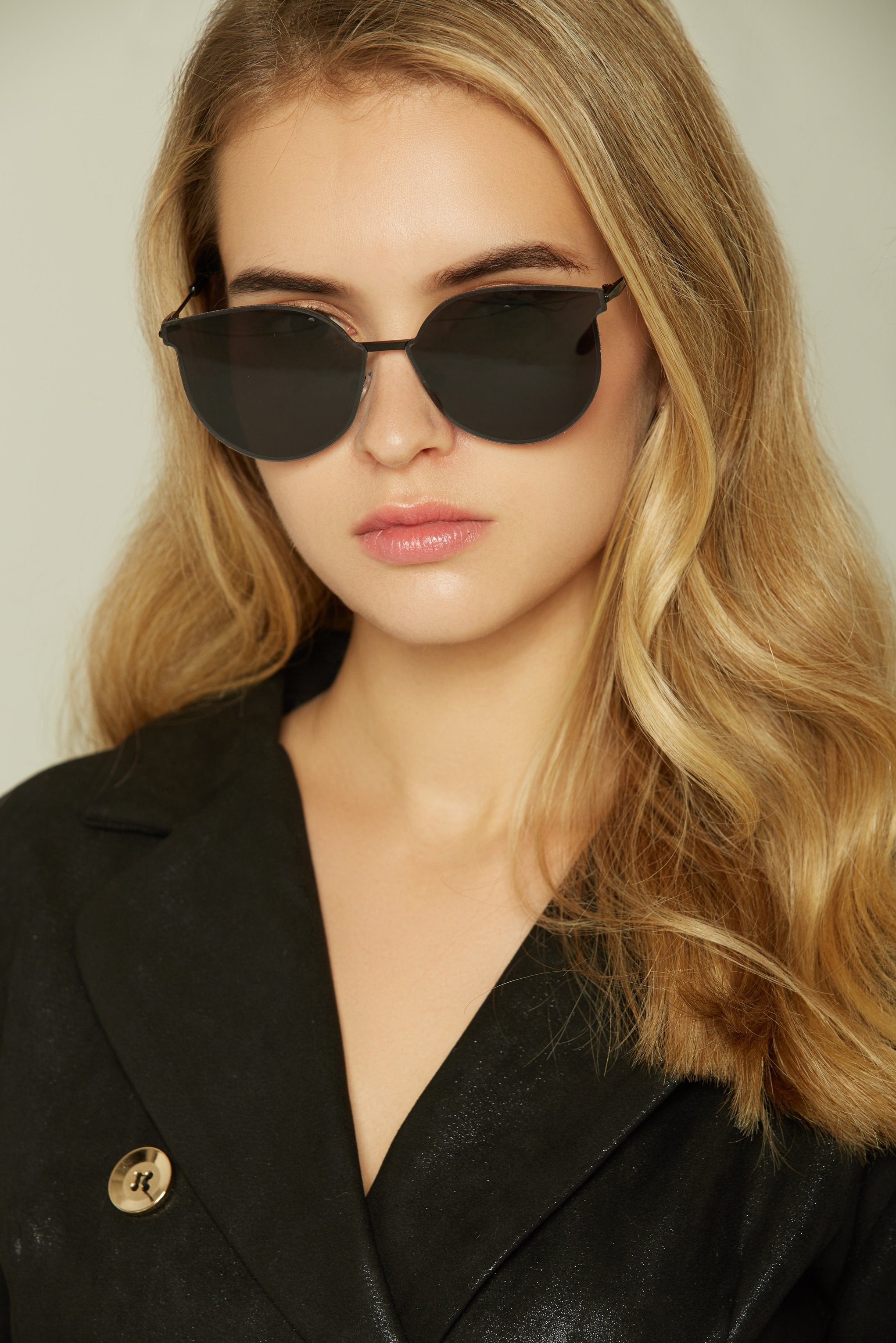 Black Slim Rim Cat Eye Sunglasses - ownthelooks-Development