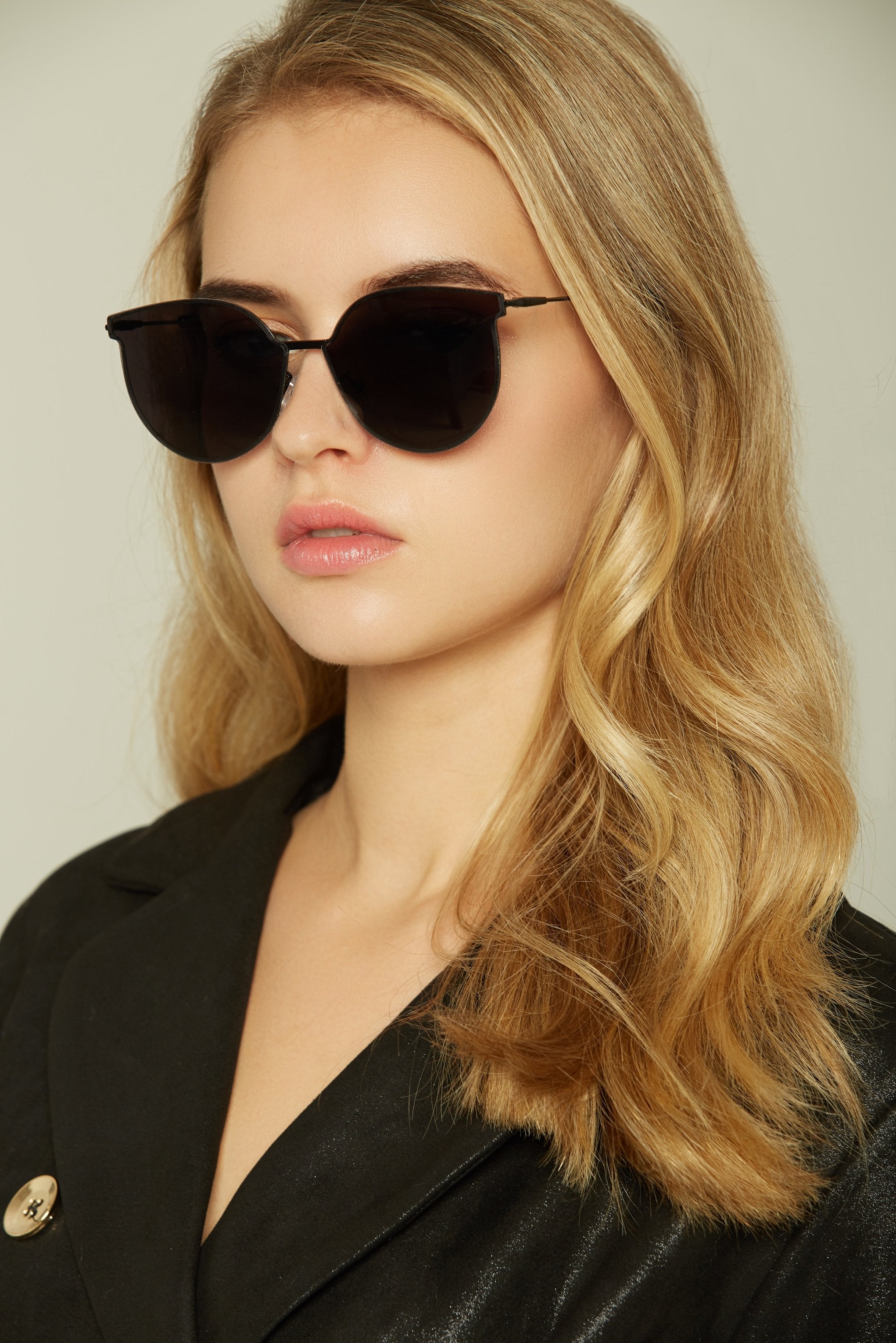 Black Slim Rim Cat Eye Sunglasses - ownthelooks-Development