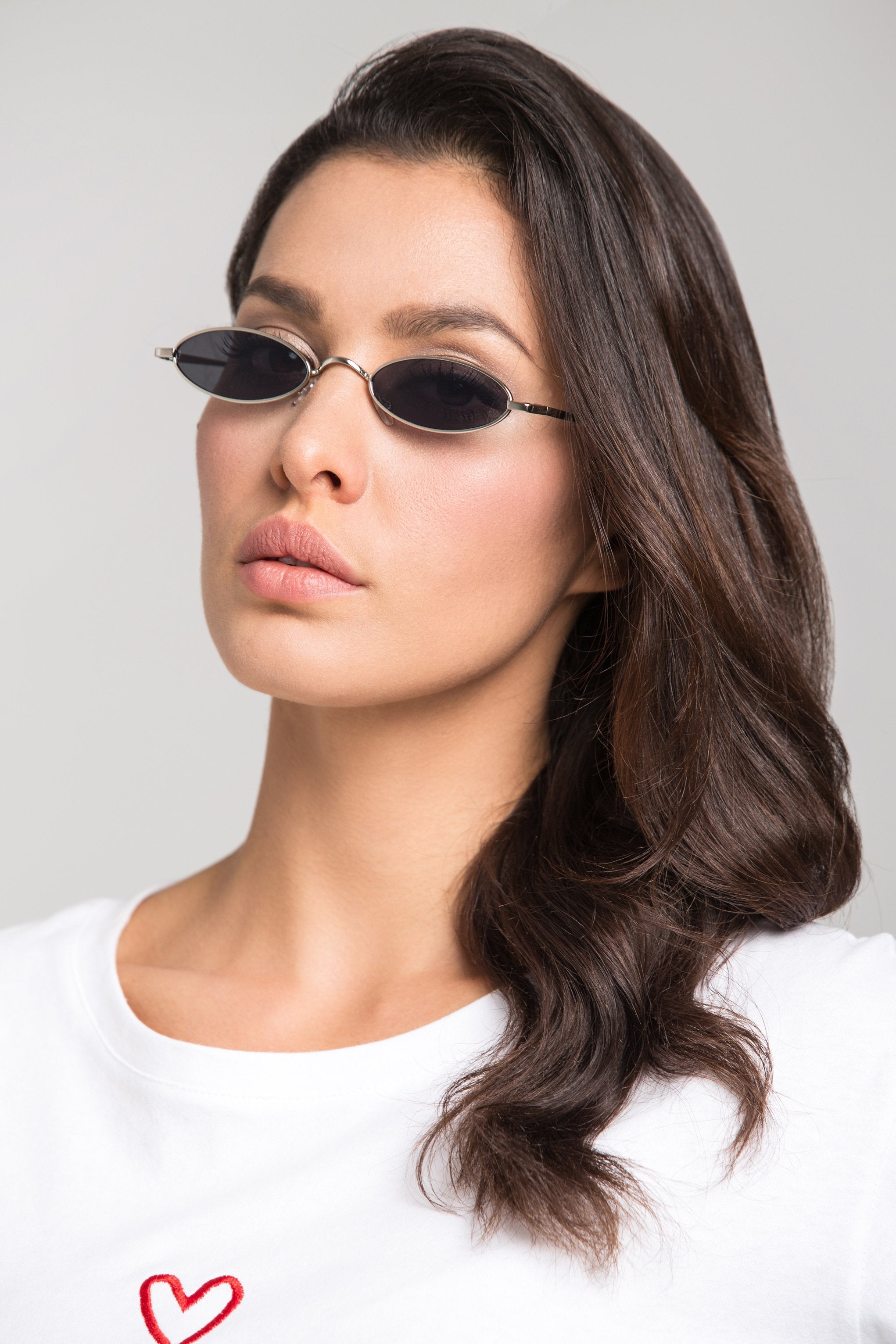 Black Super Slim Metal Oval Sunglasses - ownthelooks-Development