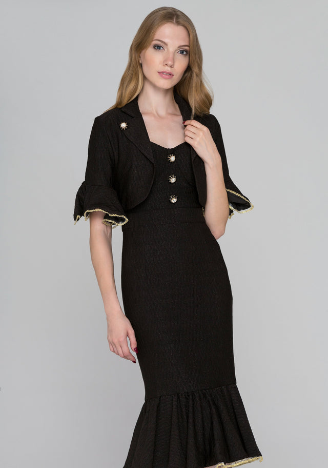 Black Tango Two-Piece Trumpet Midi Dress - ownthelooks-Development