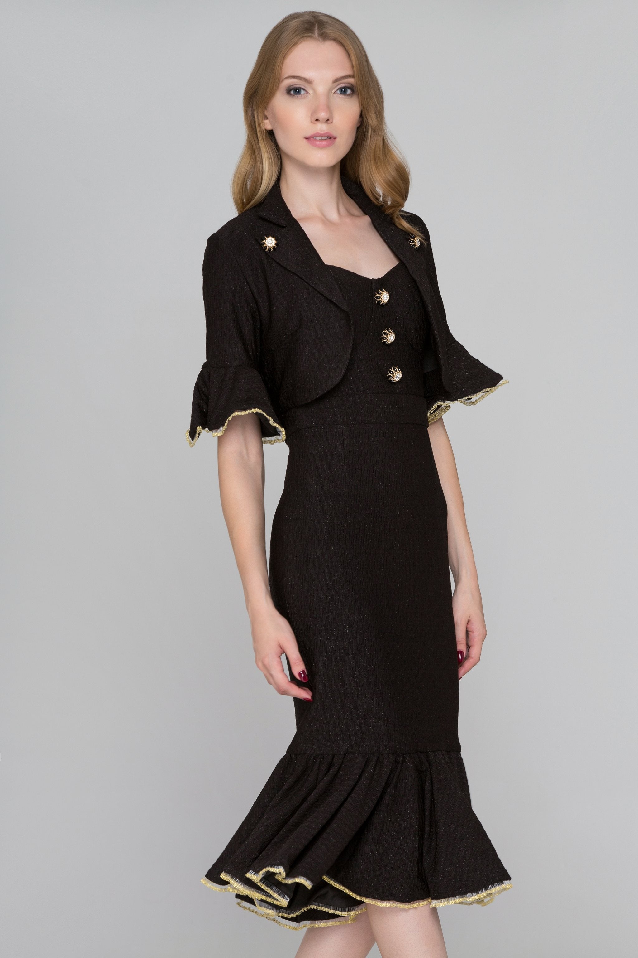 Black Tango Two-Piece Trumpet Midi Dress - ownthelooks-Development