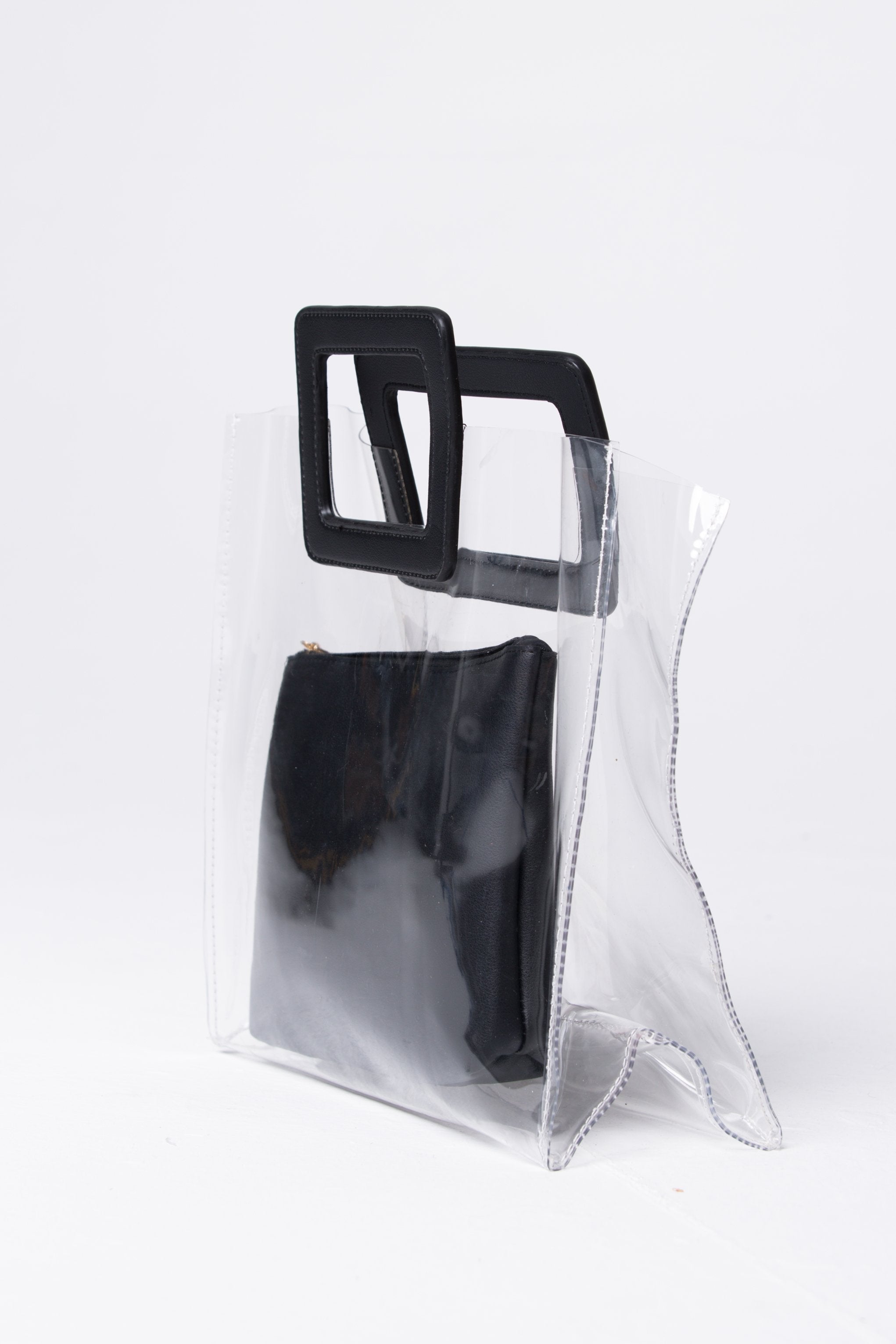 Black Transparent Plastic Cool Handbag - ownthelooks-Development