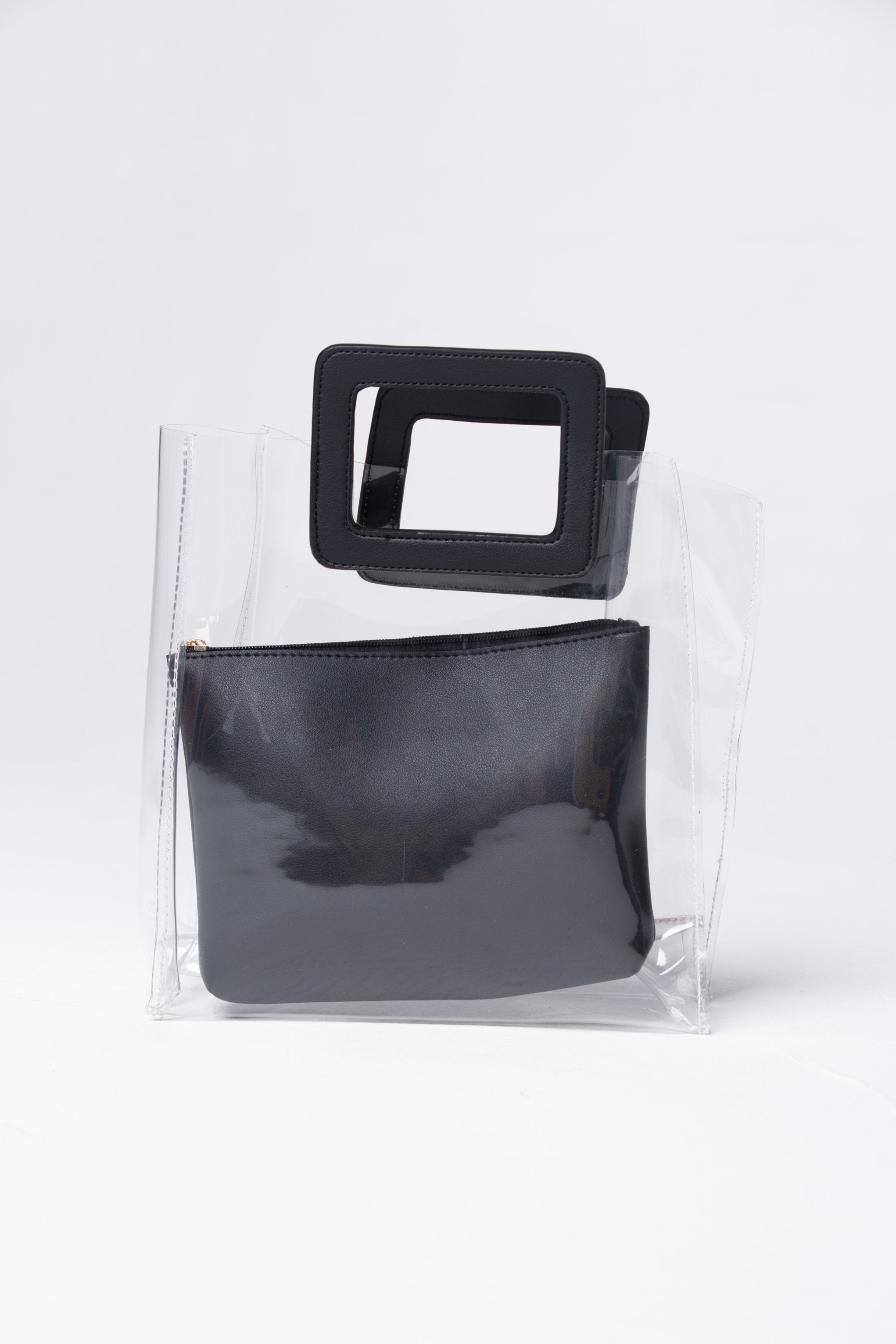 Black Transparent Plastic Cool Handbag - ownthelooks-Development