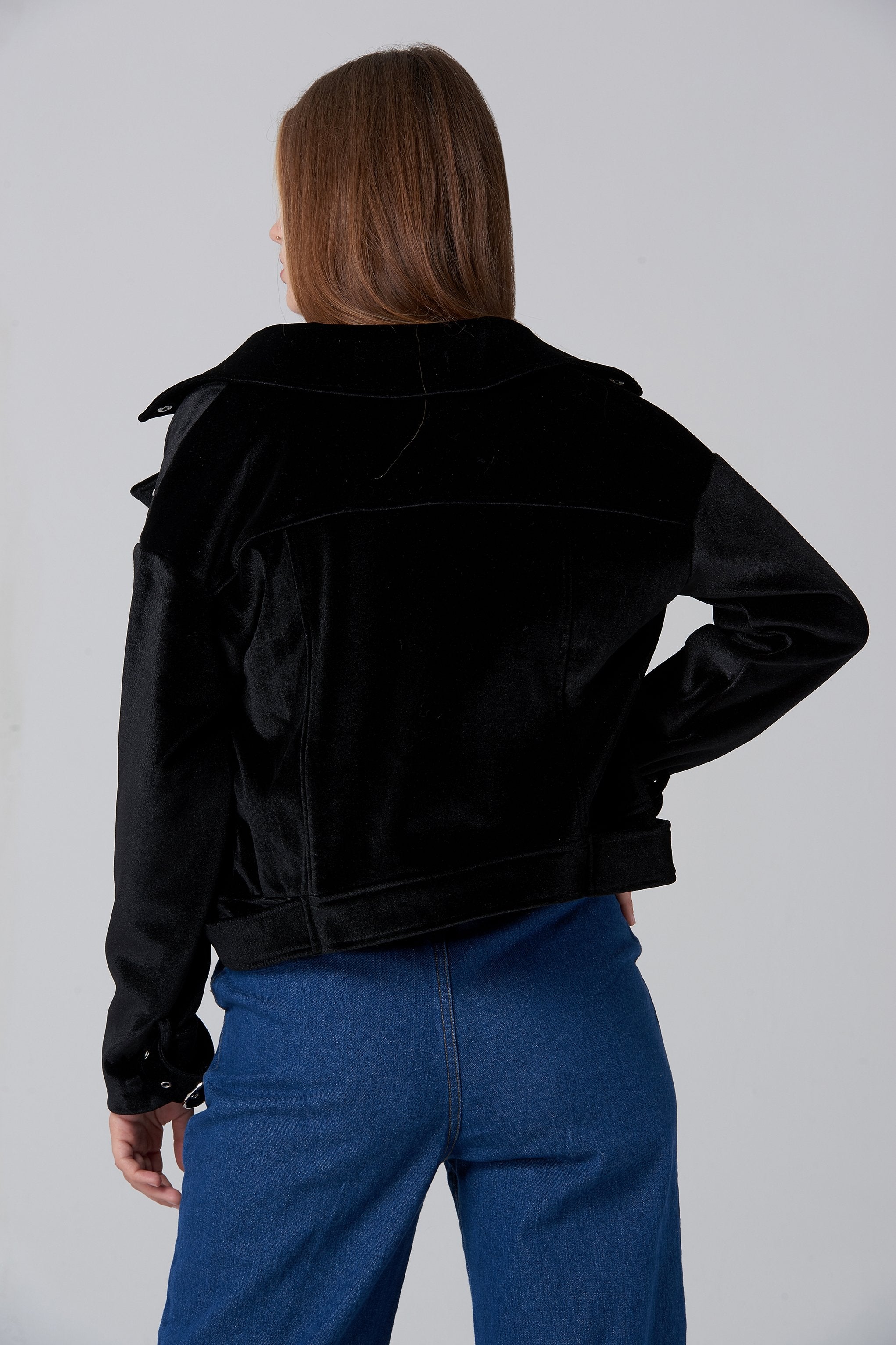 Black Velvet Moto Jacket - ownthelooks-Development