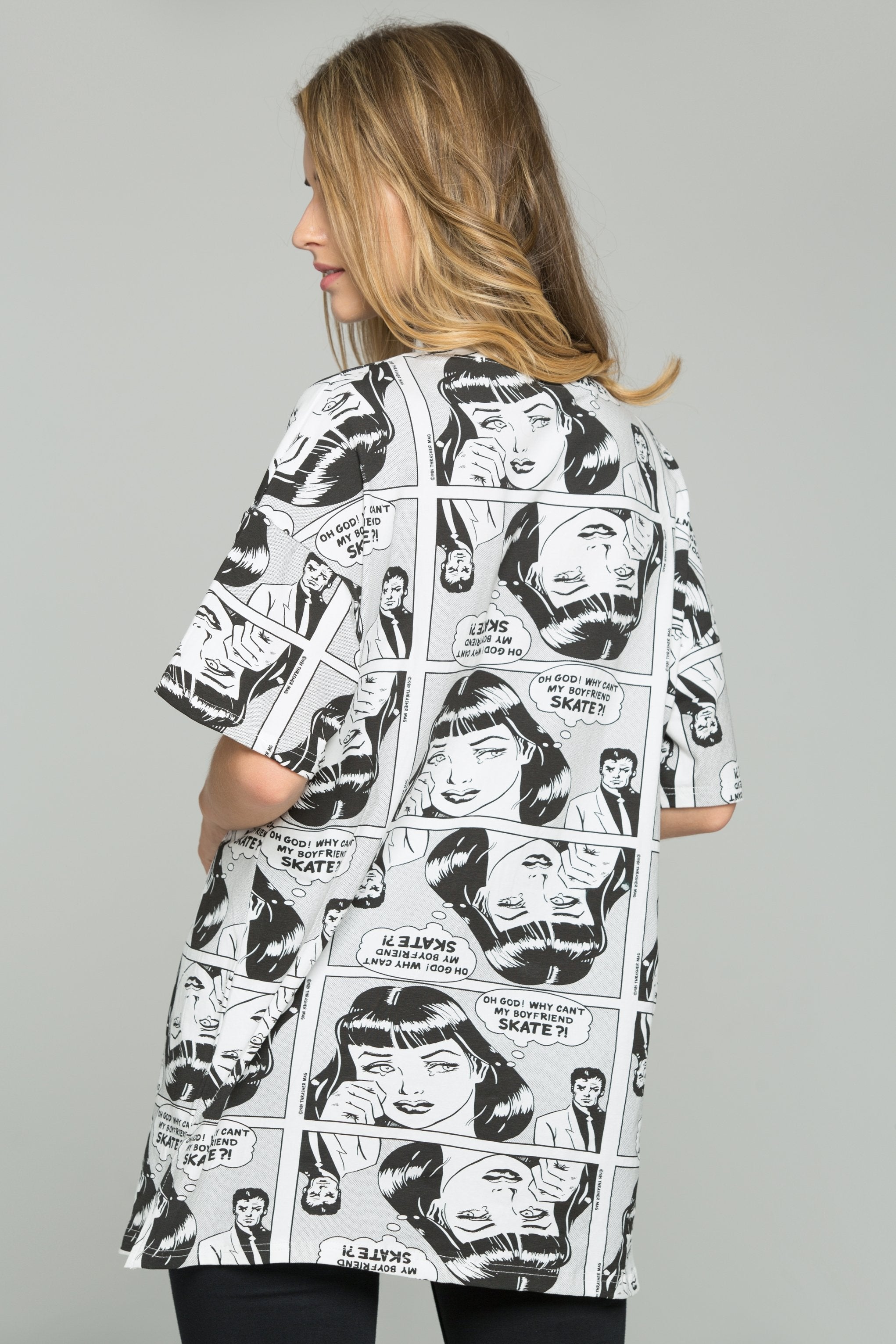 Black and White Comic Book Print T-Shirt - ownthelooks-Development