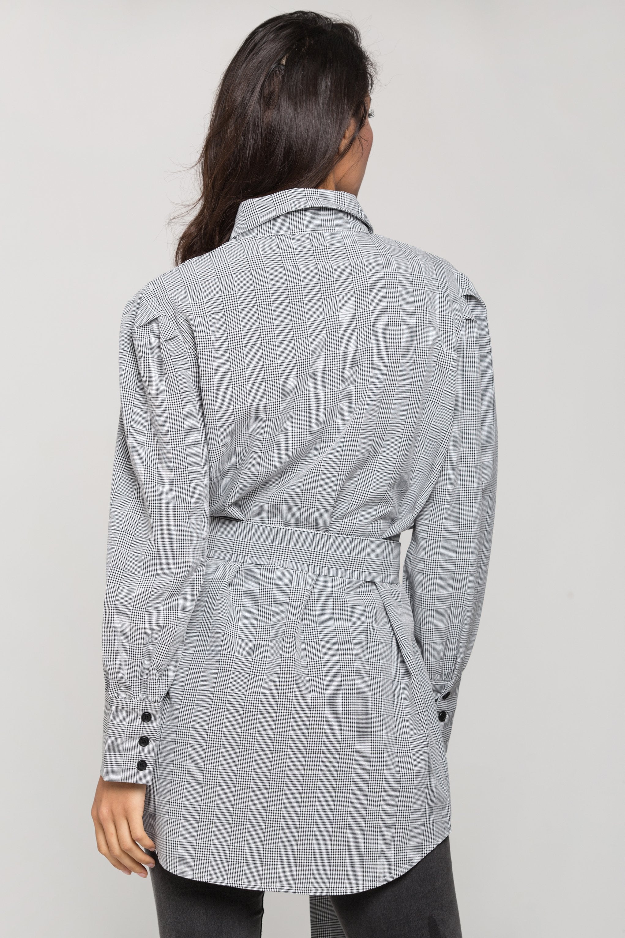 Black and White Glenn Plaid Belted Shirt Dress - ownthelooks-Development