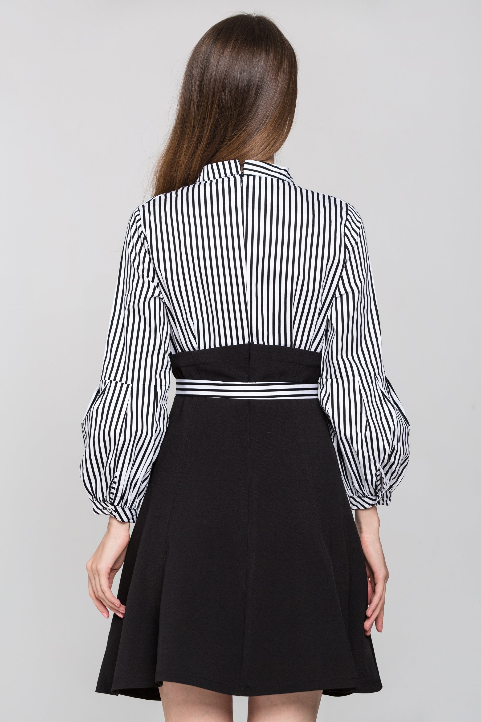 Blue and White Stripe Ring Lace Waist Midi Dress - ownthelooks-Development