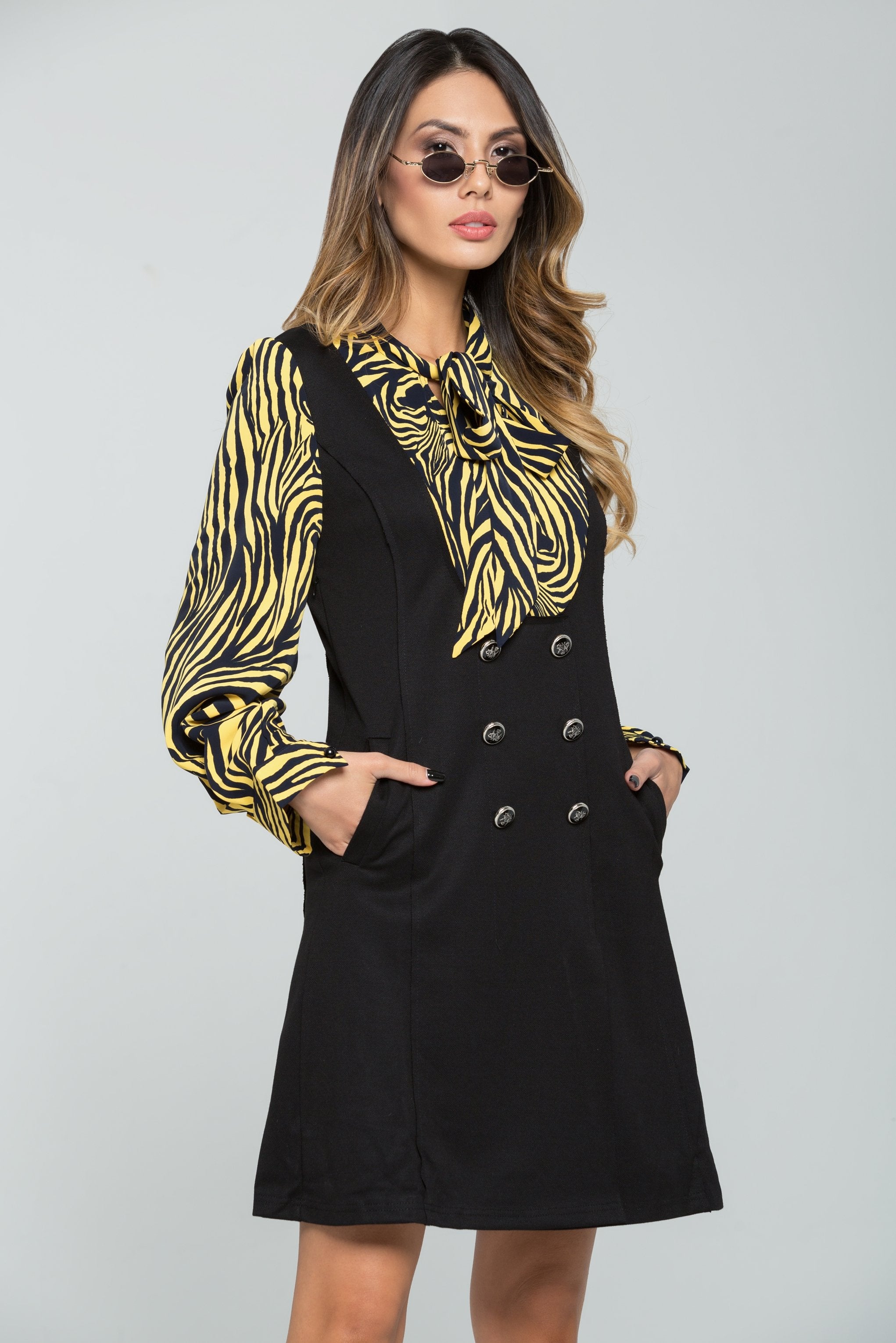 Black and Yellow Zebra Print Dress - ownthelooks-Development