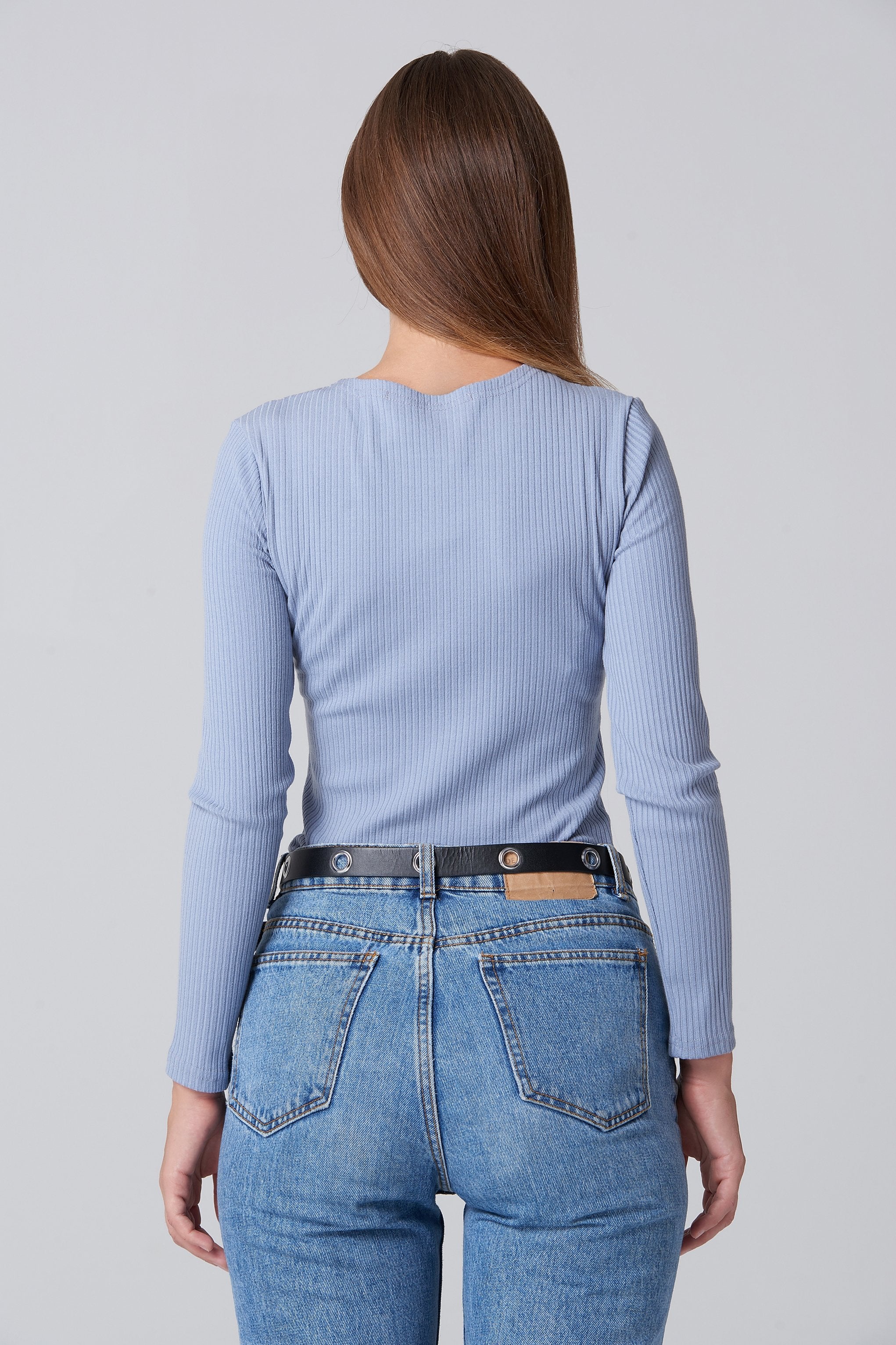 Blue Cross Body Sleeved Top - ownthelooks-Development