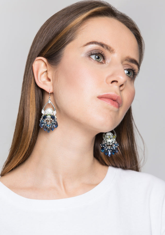 Blue Crystal Chandelier Earrings - ownthelooks-Development
