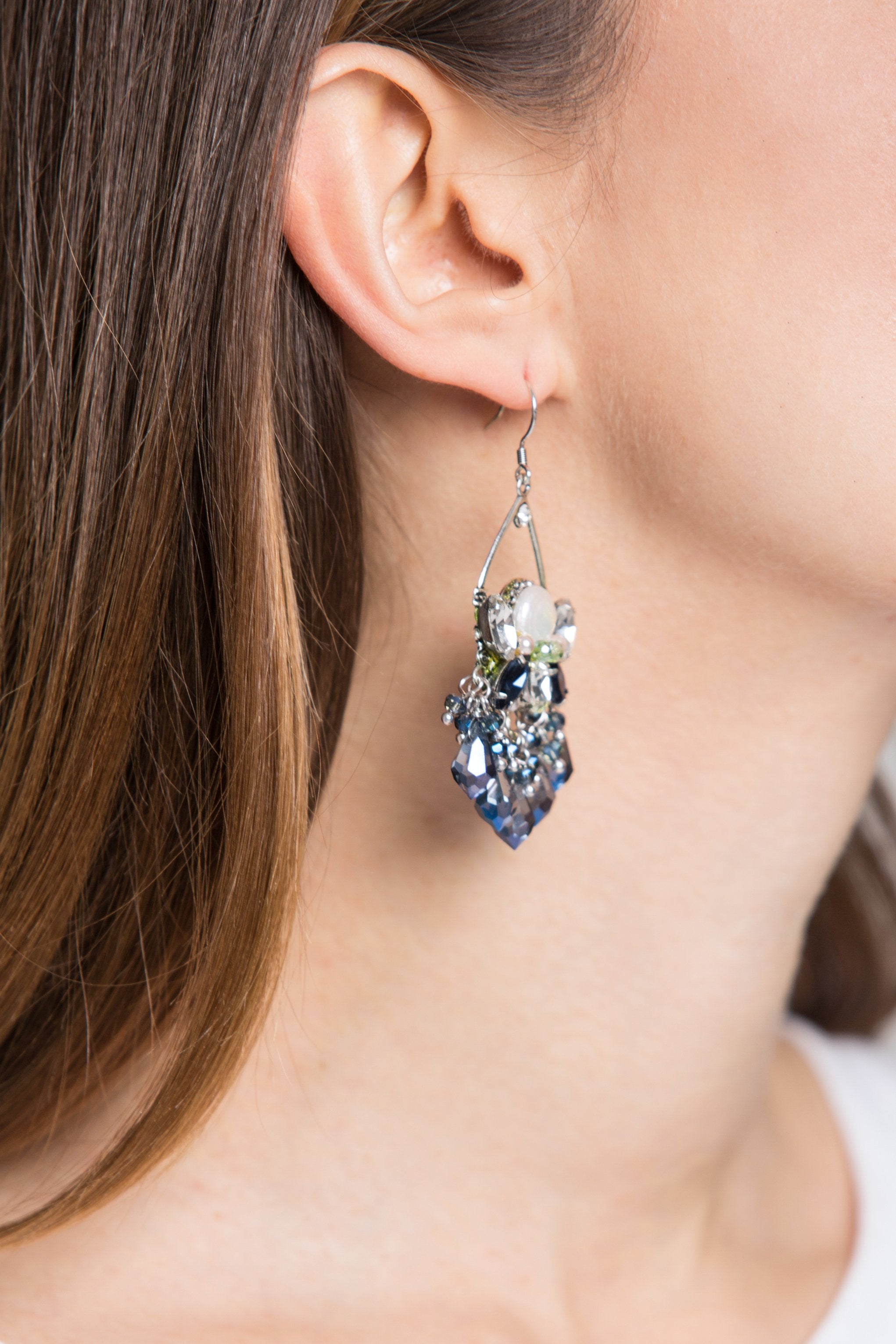 Blue Crystal Chandelier Earrings - ownthelooks-Development