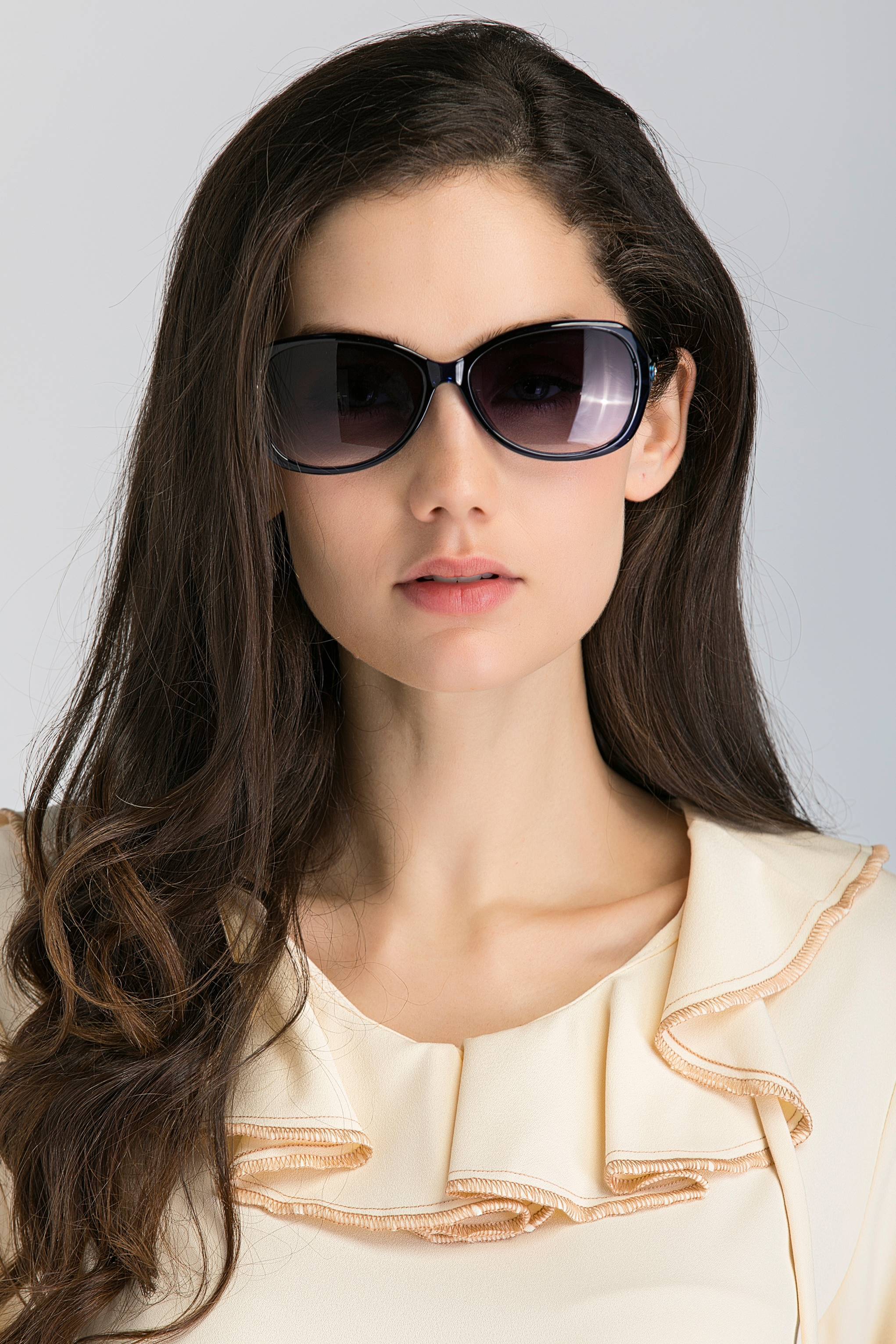 Blue Gradient Lenses Slim Arm Oval Sunglasses - ownthelooks-Development