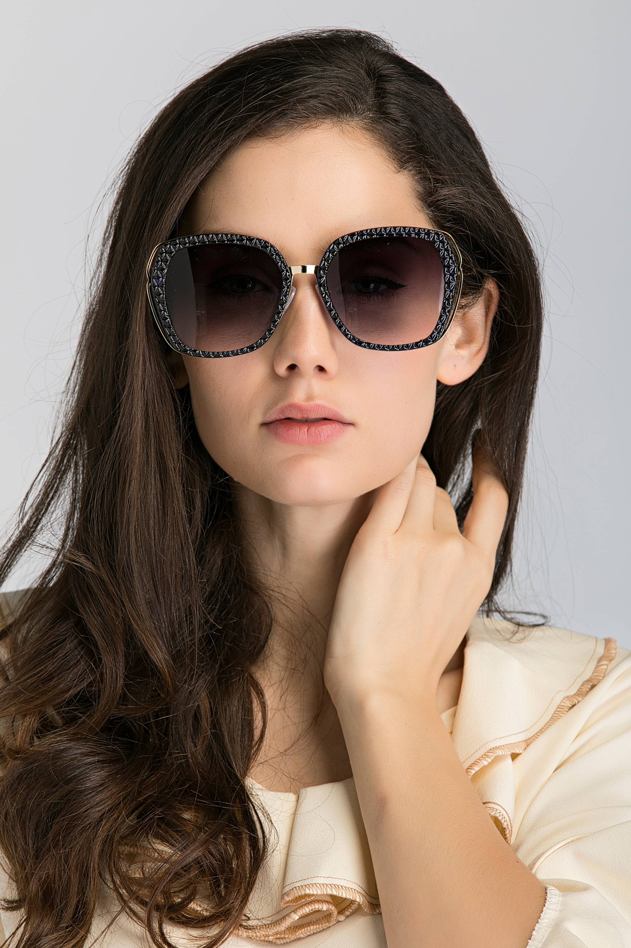 Blue Prism and Gold Metal Frame Oval   Sunglasses - ownthelooks-Development