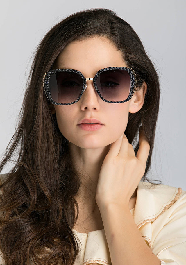 Blue Prism and Gold Metal Frame Oval   Sunglasses - ownthelooks-Development