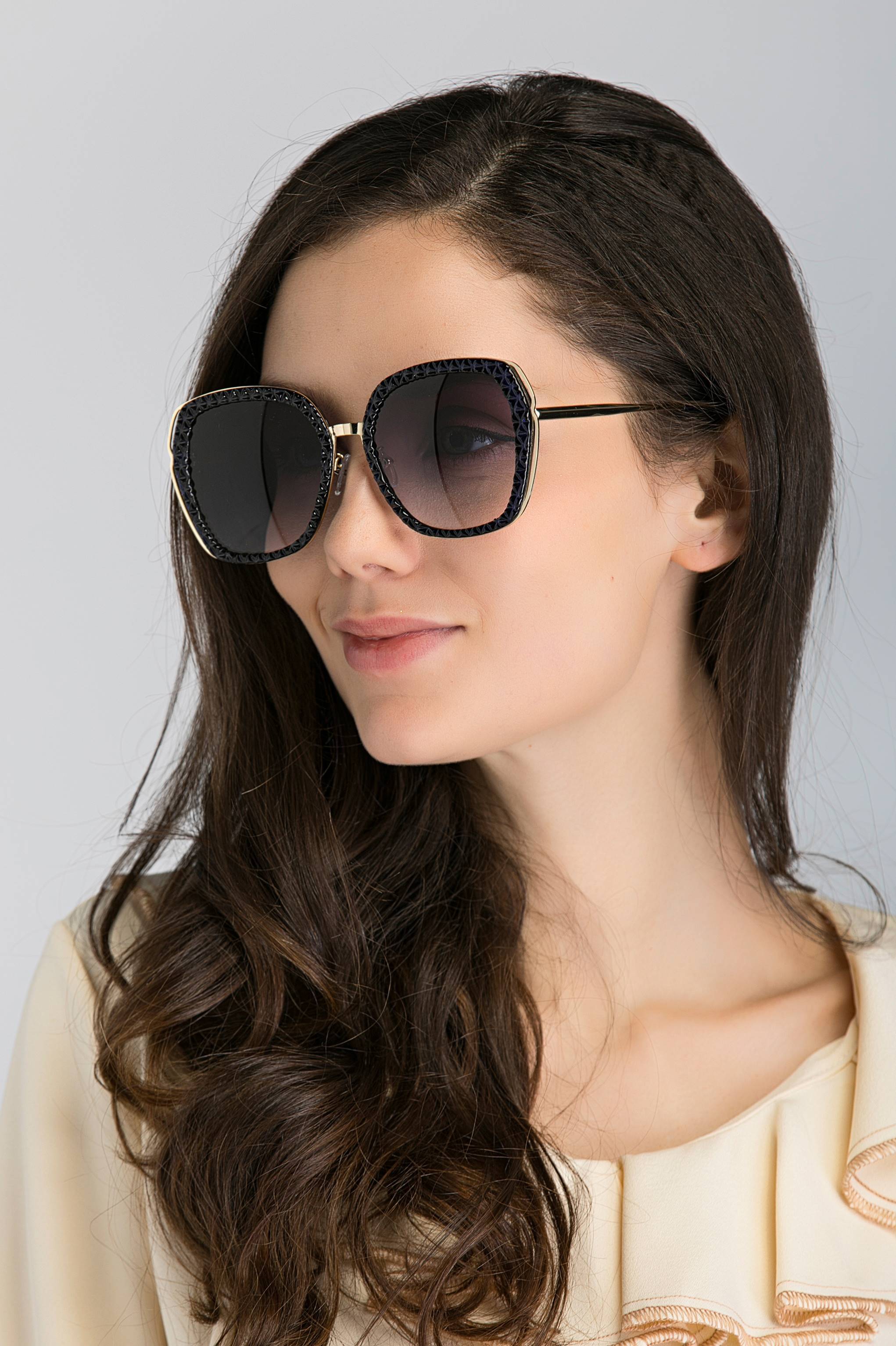Blue Prism and Gold Metal Frame Oval   Sunglasses - ownthelooks-Development